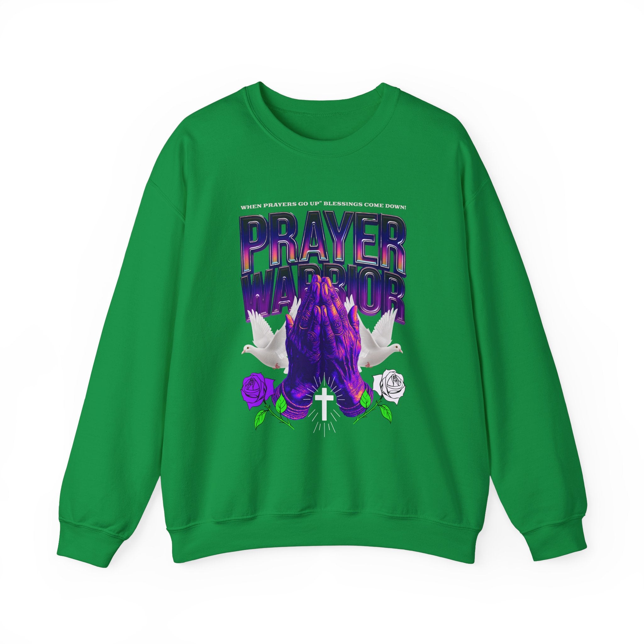 Prayer Warrior Crewneck Sweatshirt - Unisex Heavy Blend™ - Perfect for Spiritual Comfort - Angel Body