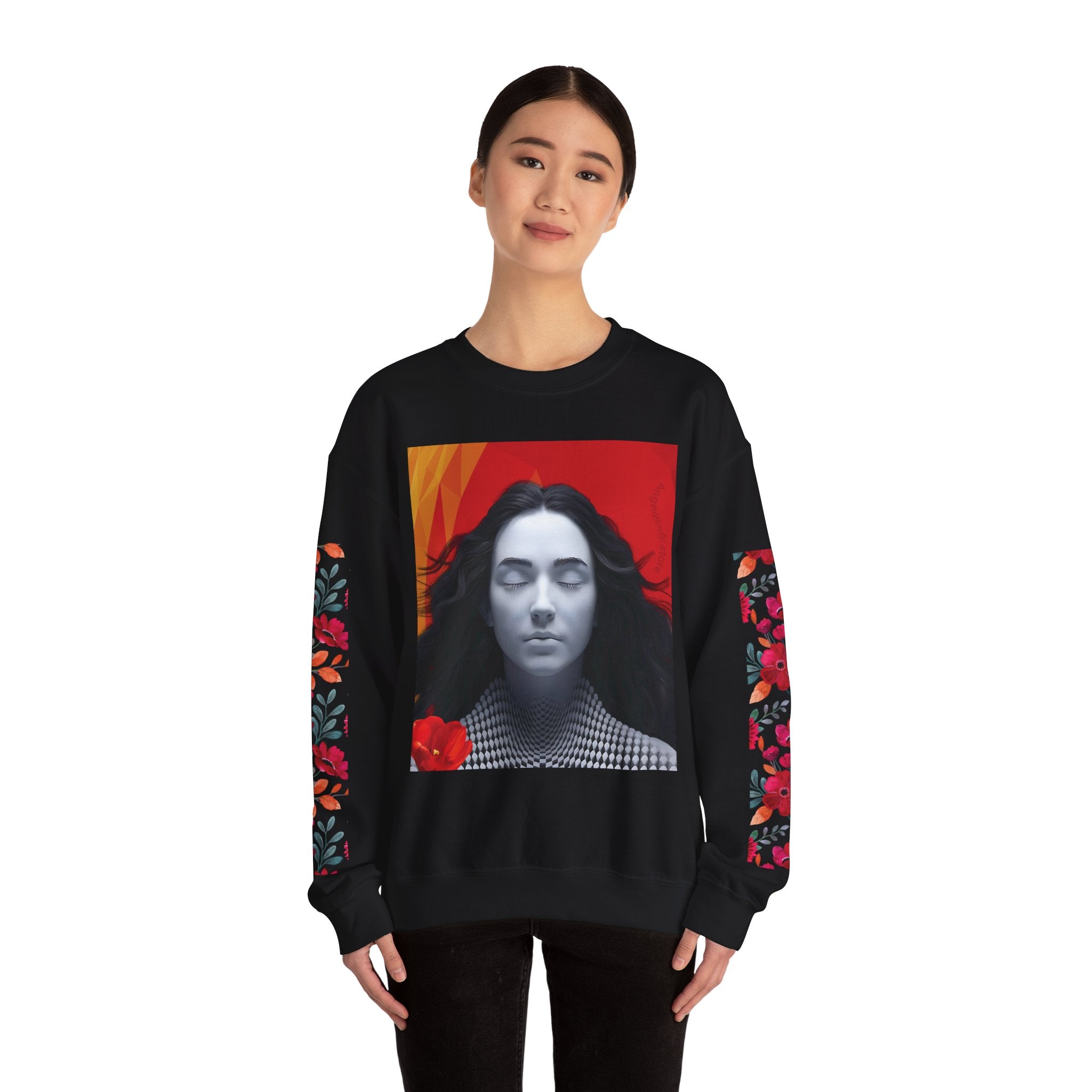 Abstract Art & Floral Sweatshirt - Angel Body
