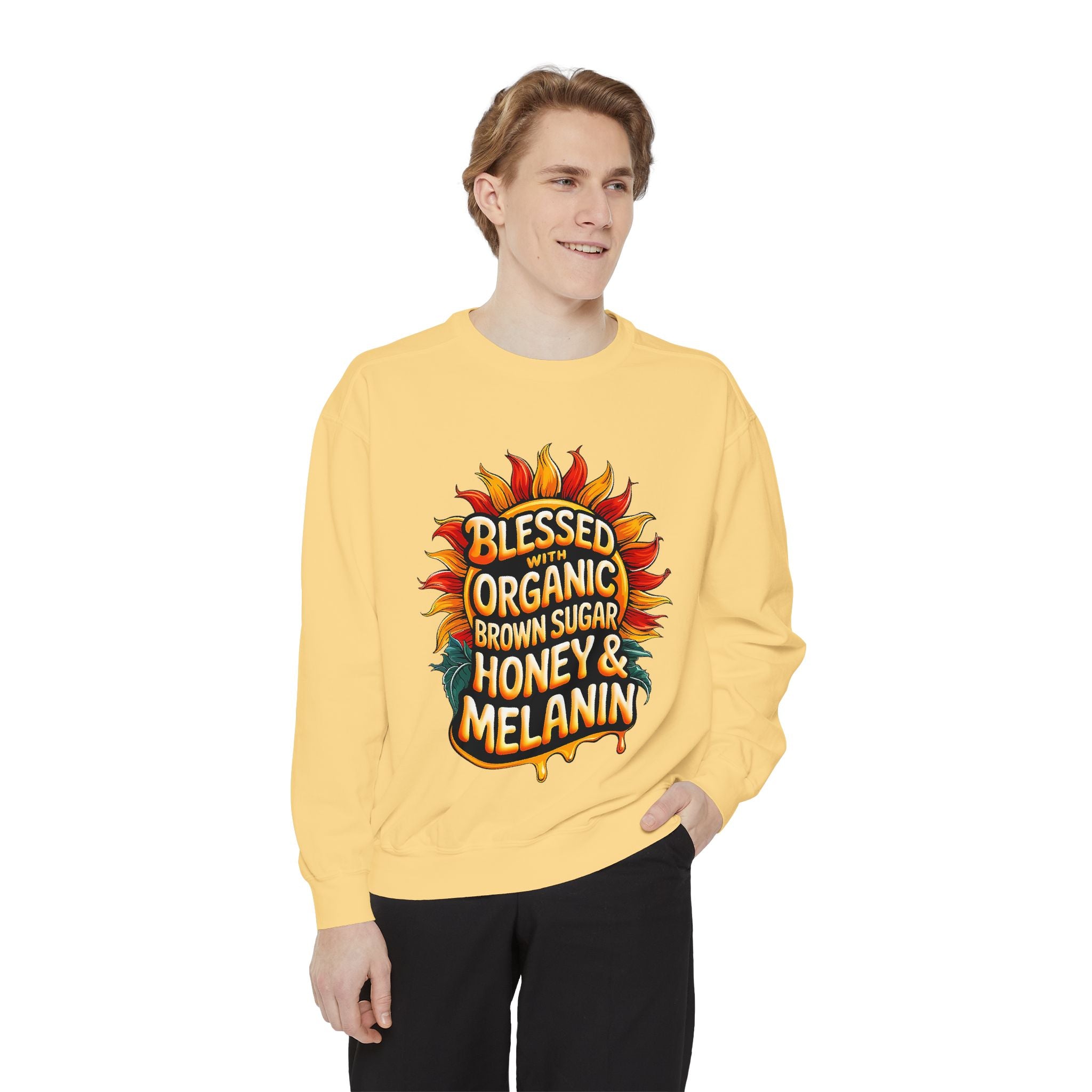 Blessed Organic Honey & Melanin Sweatshirt | Unisex Garment-Dyed Fashion