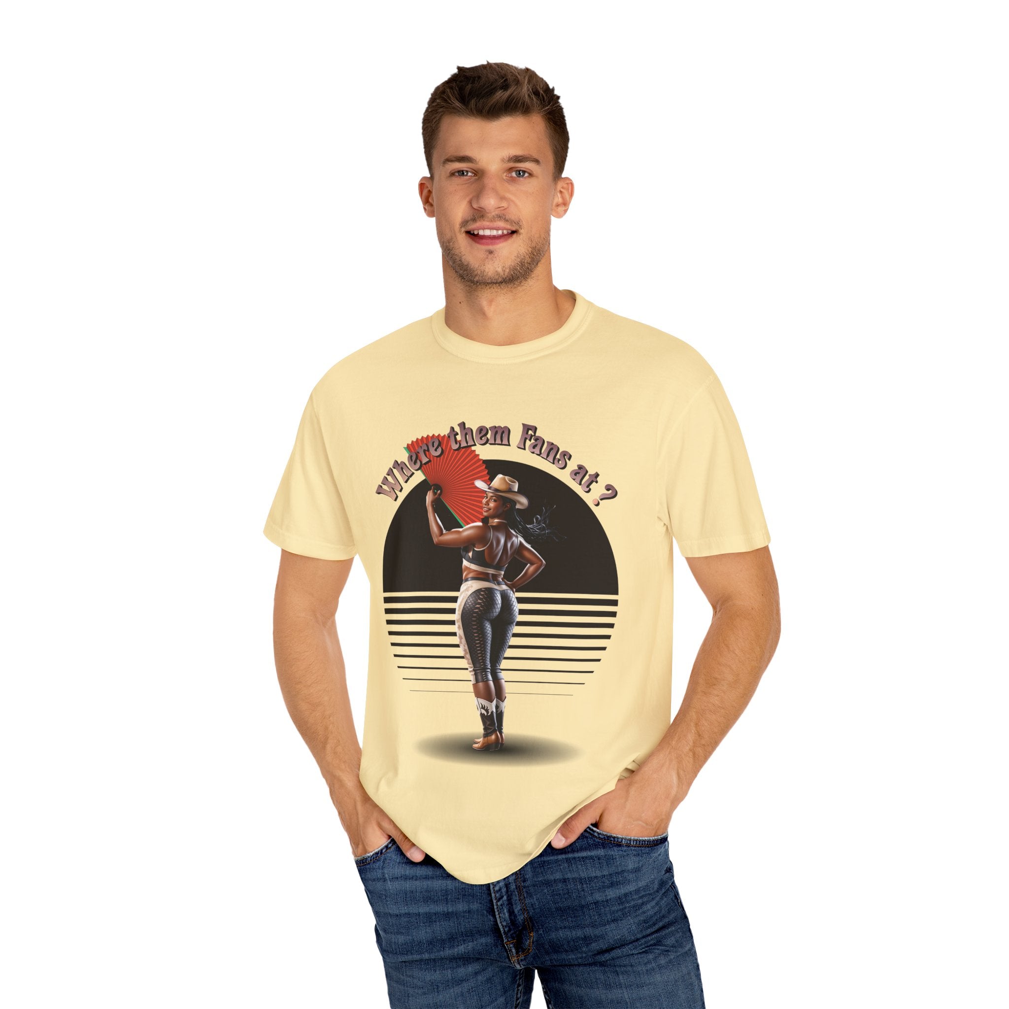 Retro Graphic T-Shirt - 'Where Them Fans At' Urban Style - Angel Body