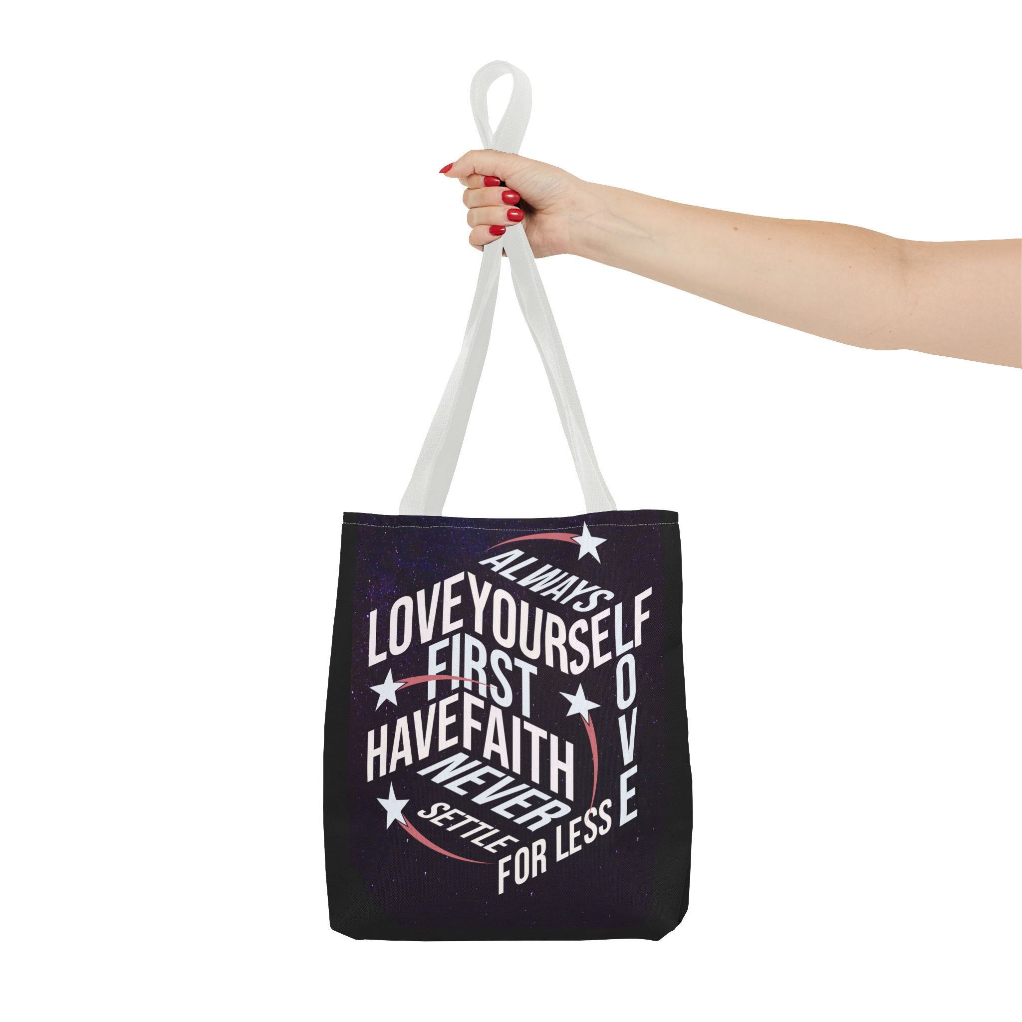 Inspirational Quote Tote Bag - Always Love Yourself First, Have Faith - Angel Body
