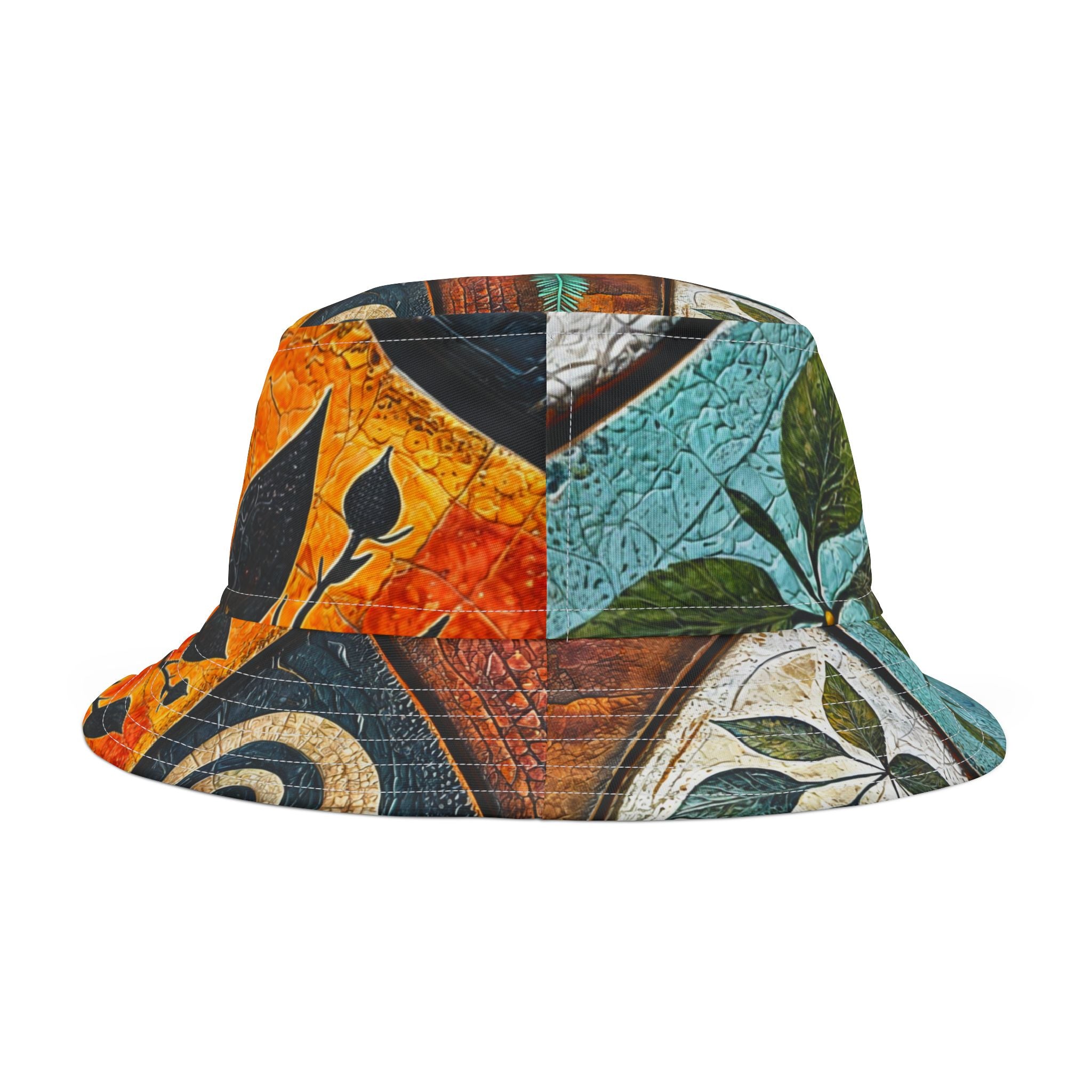 Sunflower Mosaic Bucket Hat, Floral Summer Hat, Beach Accessories, Sun Protection Hat, Gift for Garden Lovers - Angel Body