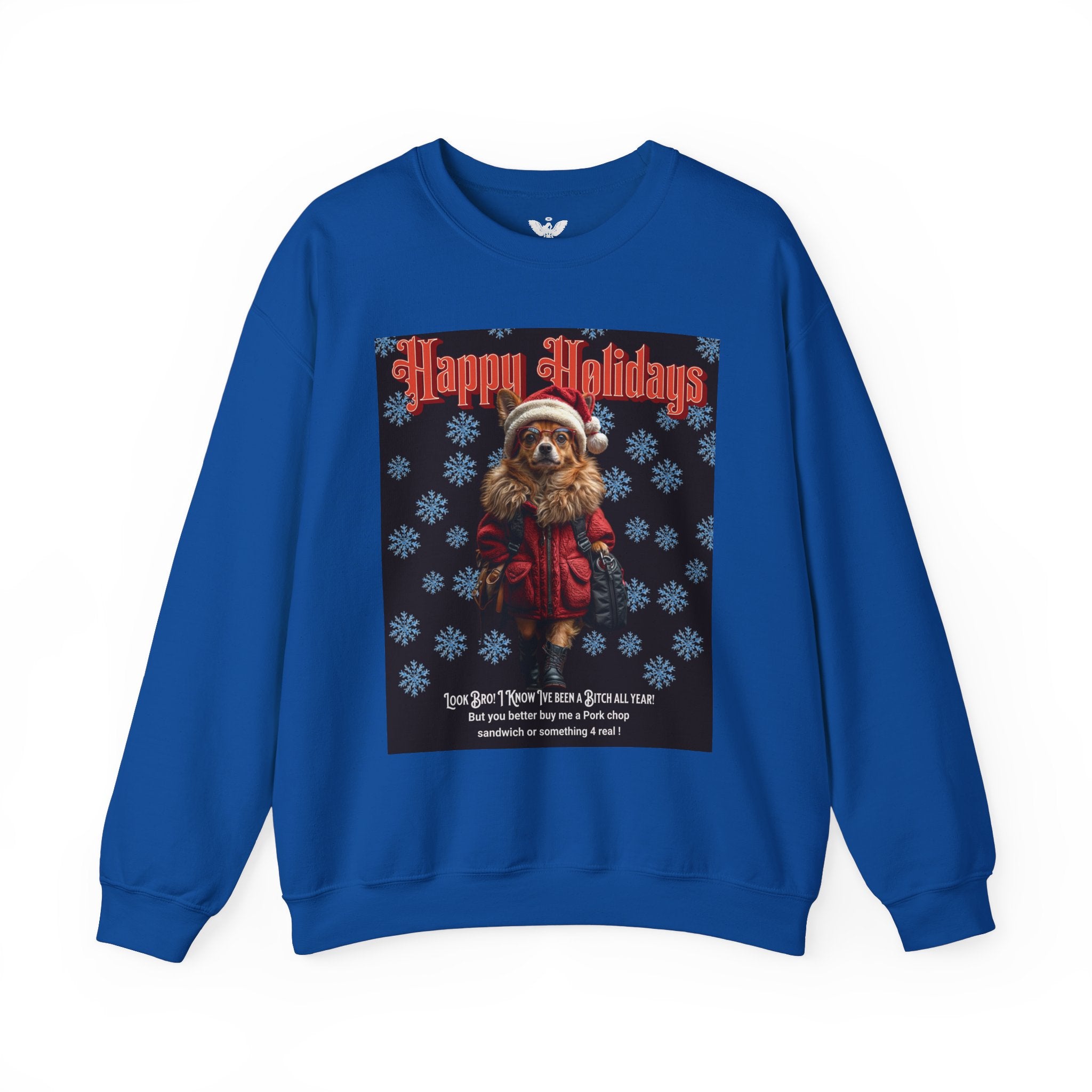 Funny Happy Holidays Dog Unisex Sweatshirt - Angel Body