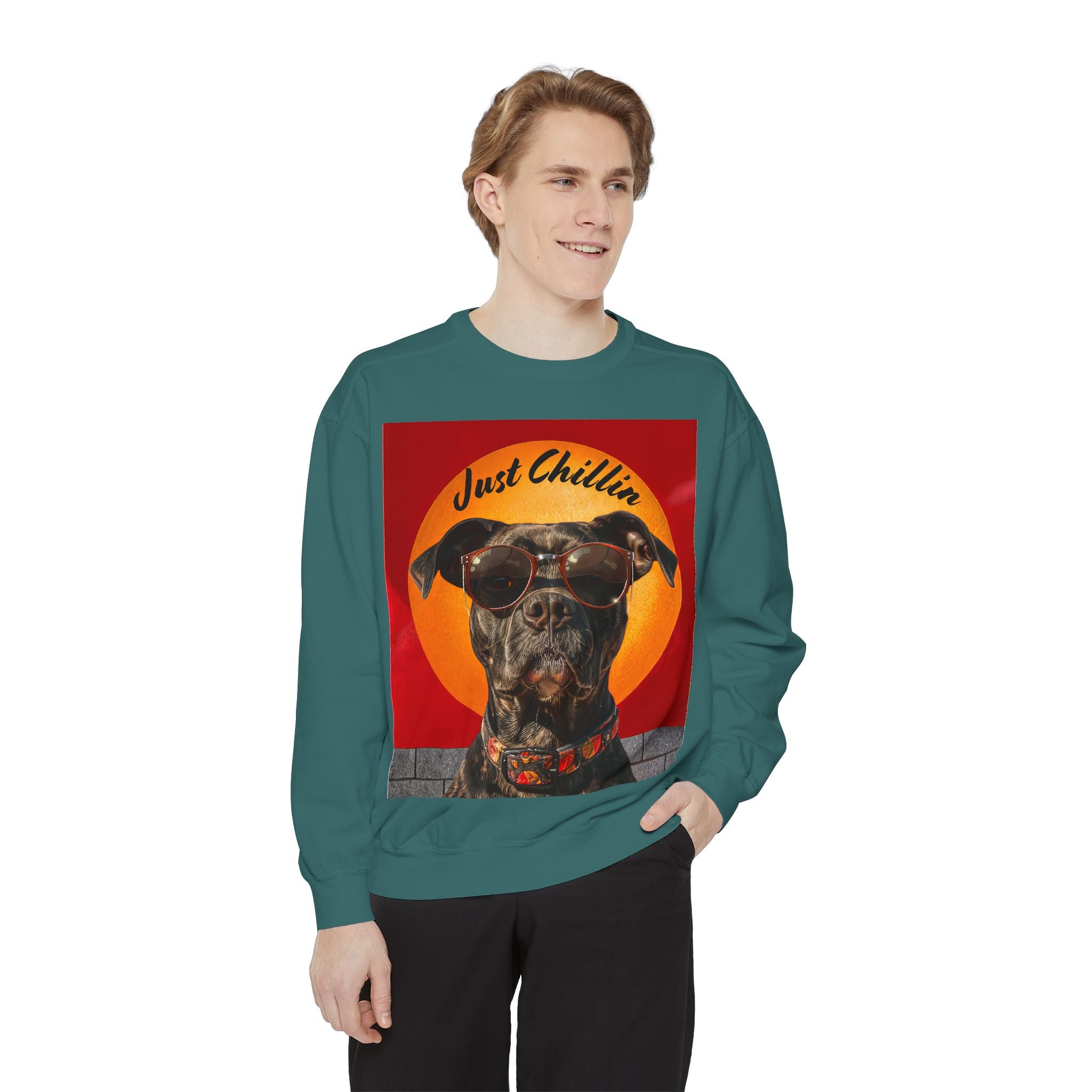Pit Bull Terrier Dog Sunglasses Sweatshirt - Unisex Garment-Dyed - Angel Body