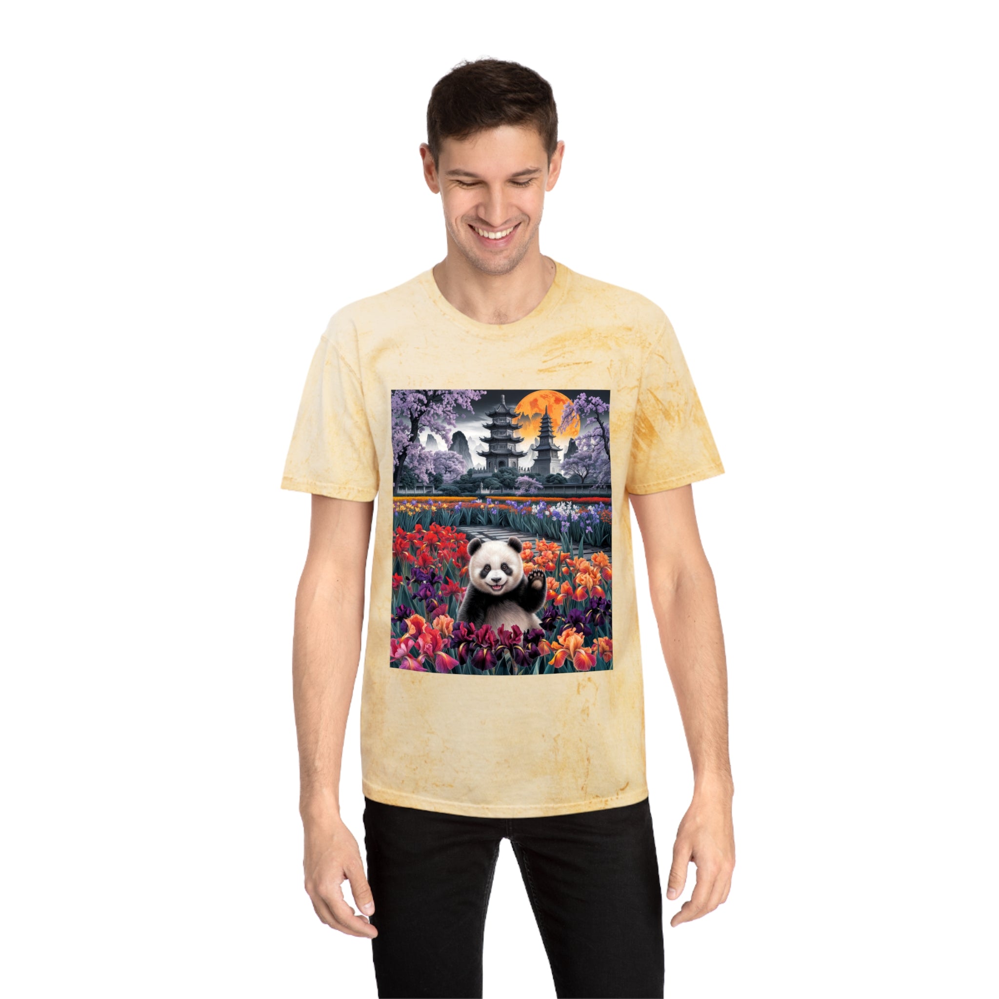 Vibrant Panda Delight Unisex T-Shirt - Colorful Floral Design - Angel Body