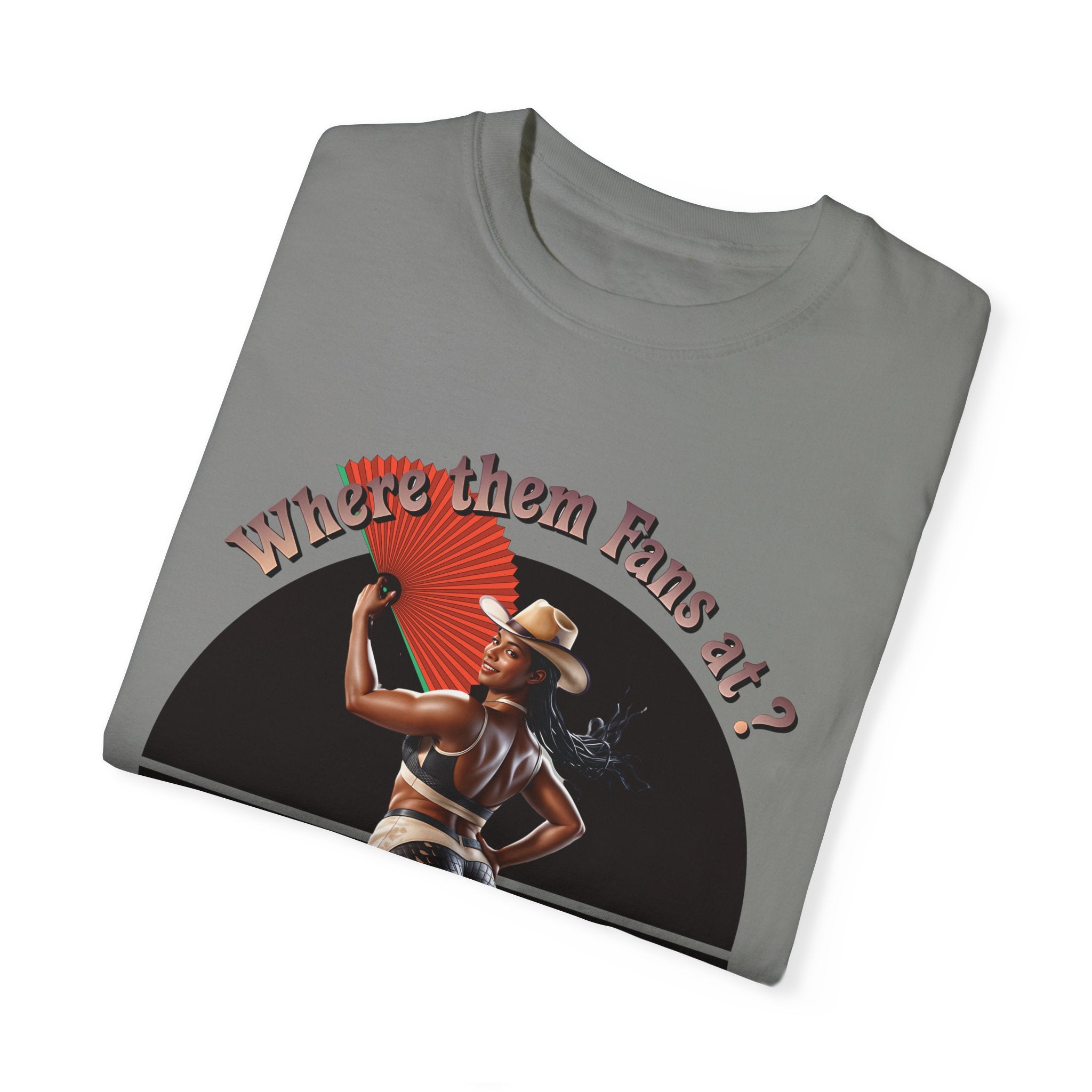 Retro Graphic T-Shirt - 'Where Them Fans At' Urban Style - Angel Body