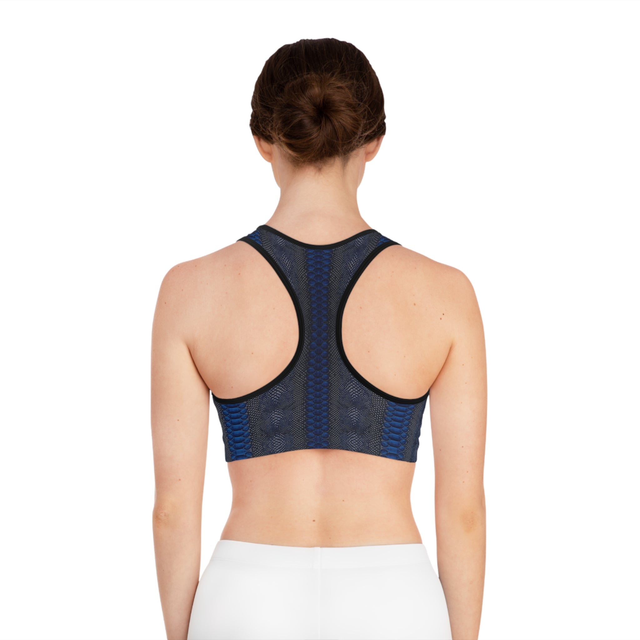 Blue Snake Print Sports Bra for Active Lifestyle