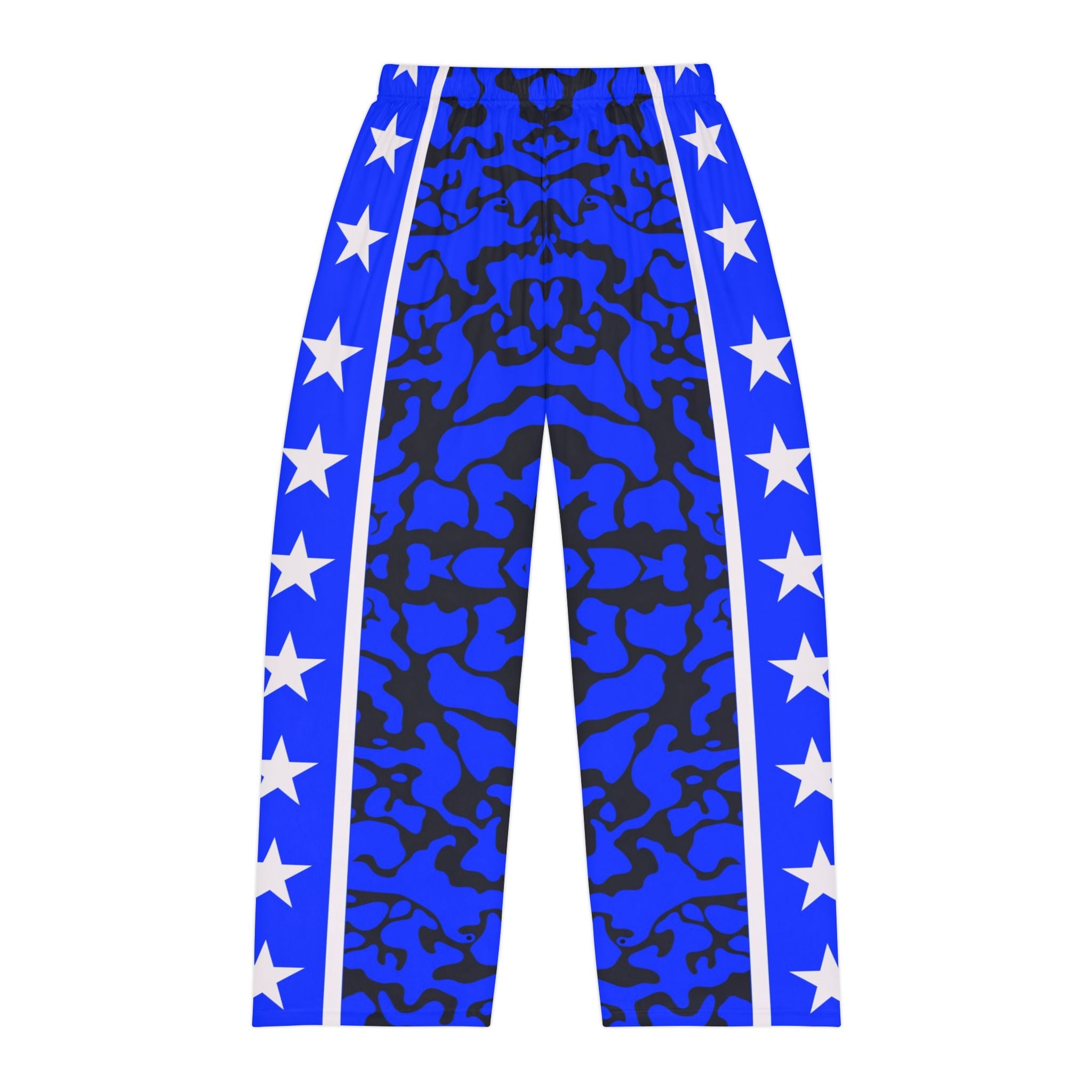 Men's Blue Camo Pajama Pants with Stars - Comfortable Loungewear - Angel Body