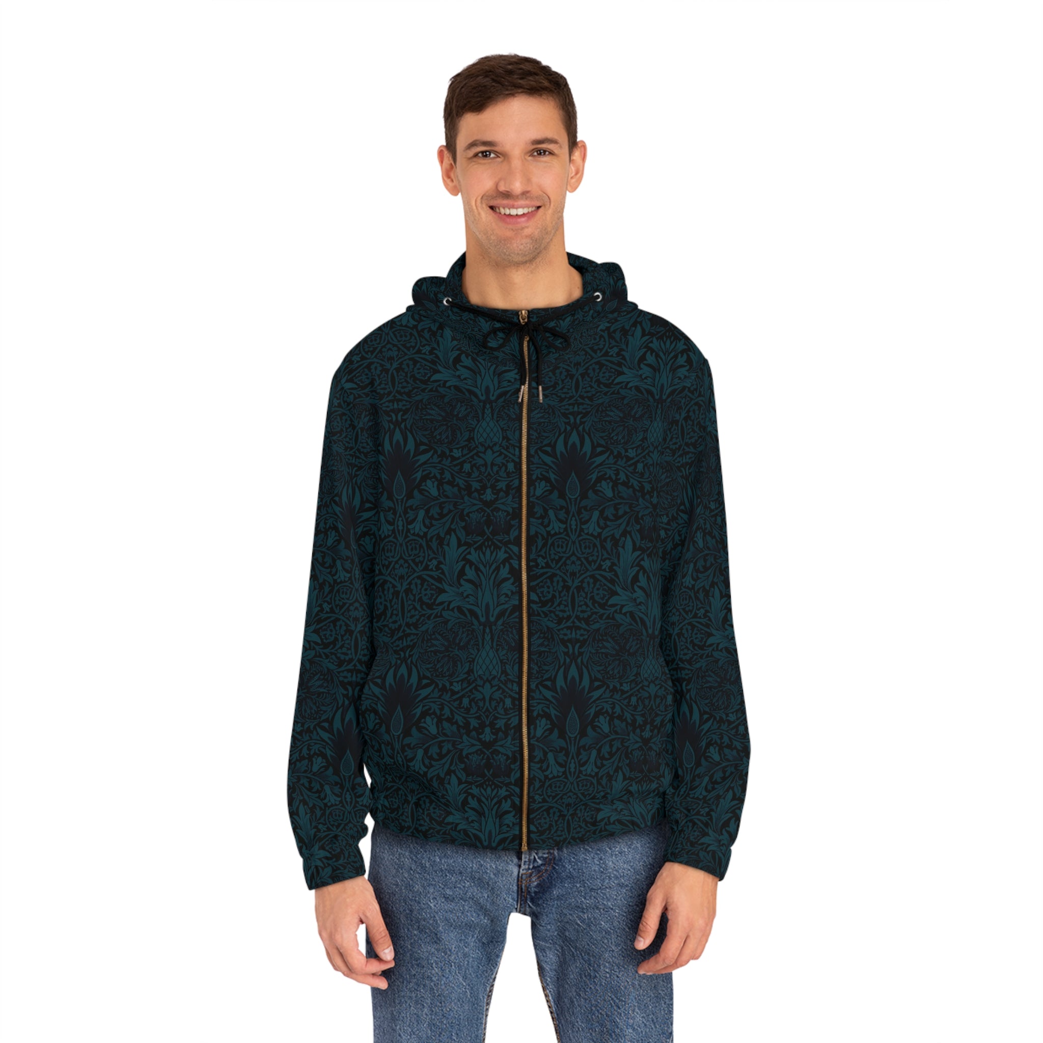 Inspirational Men's Full-Zip Hoodie - Believing in Yourself Design - Angel Body