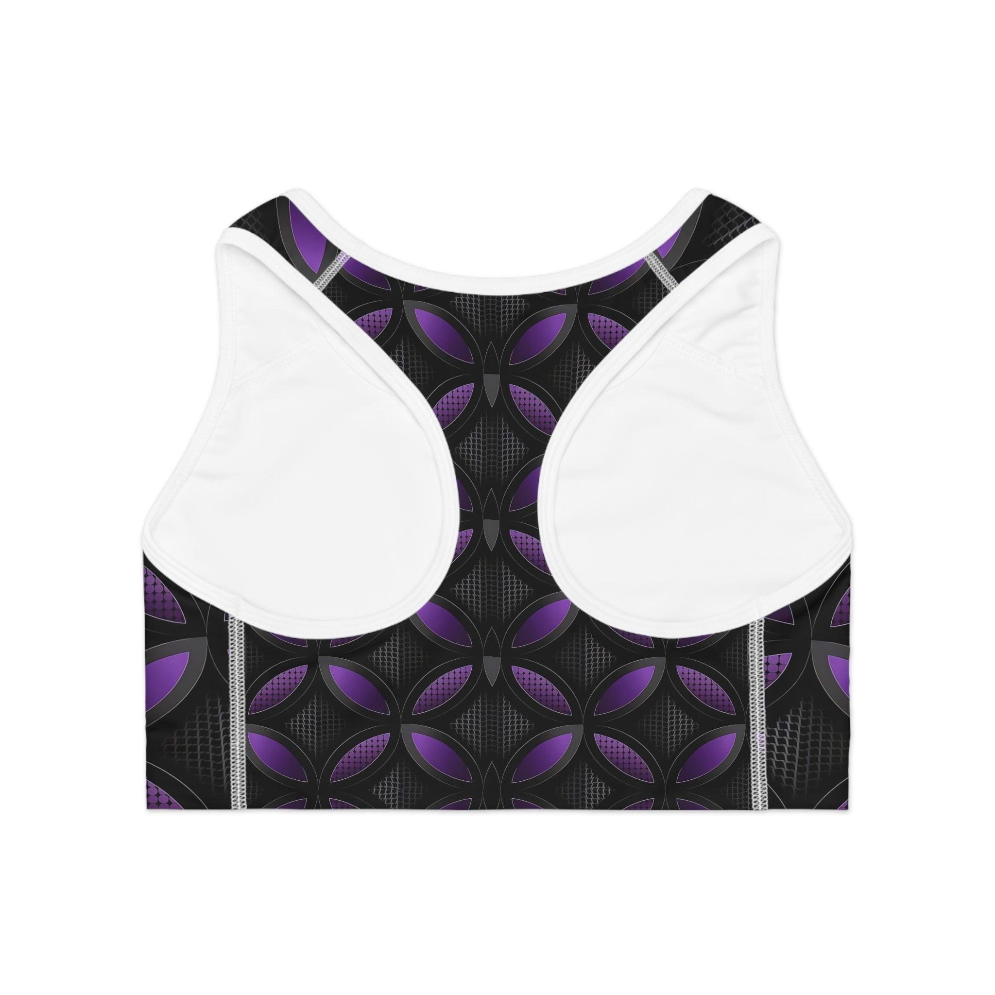 Stylish Black and Purple Sports Bra for Active Lifestyle