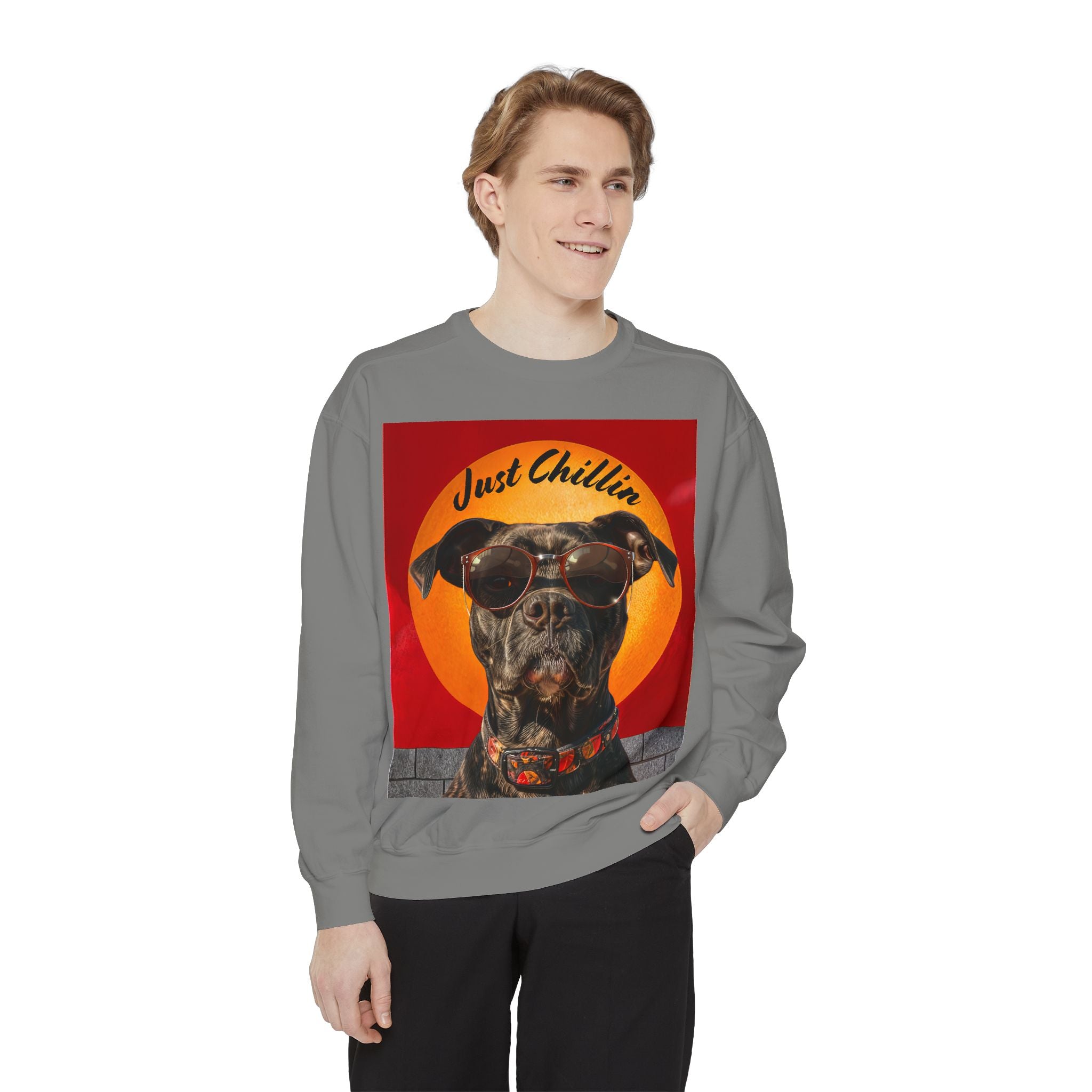 Pit Bull Terrier Dog Sunglasses Sweatshirt - Unisex Garment-Dyed - Angel Body