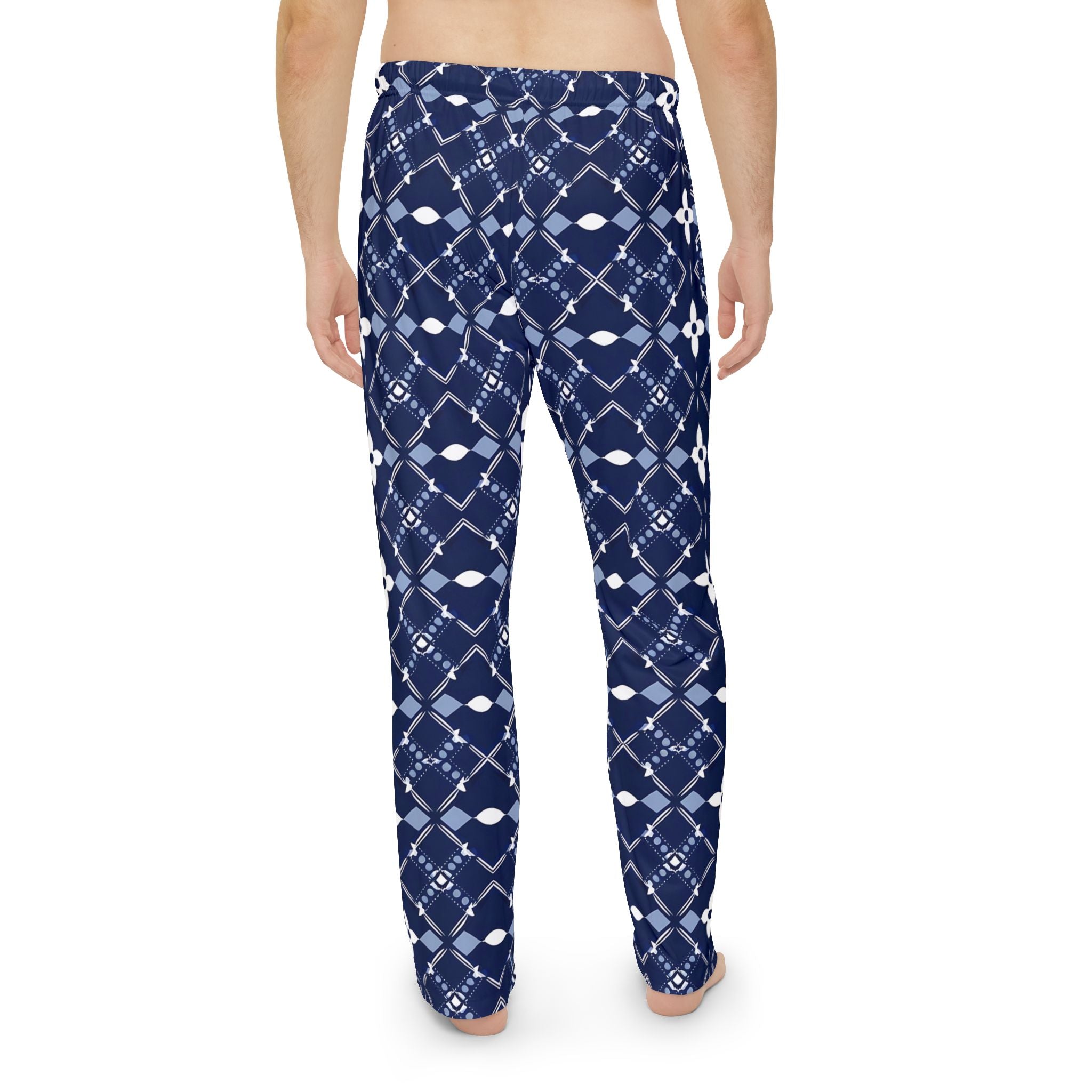 Men's Stylish Pajama Pants - Navy Patterned Lounge Wear for Comfort & Relaxation - Angel Body