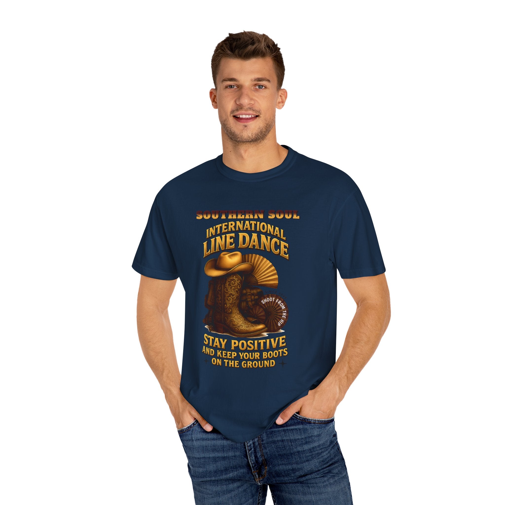 Southern Soul Line Dance T-Shirt, Unisex Garment-Dyed Tee, Stay Positive Quote Shirt, Country Dance Apparel, Gift for Dancers - Angel Body