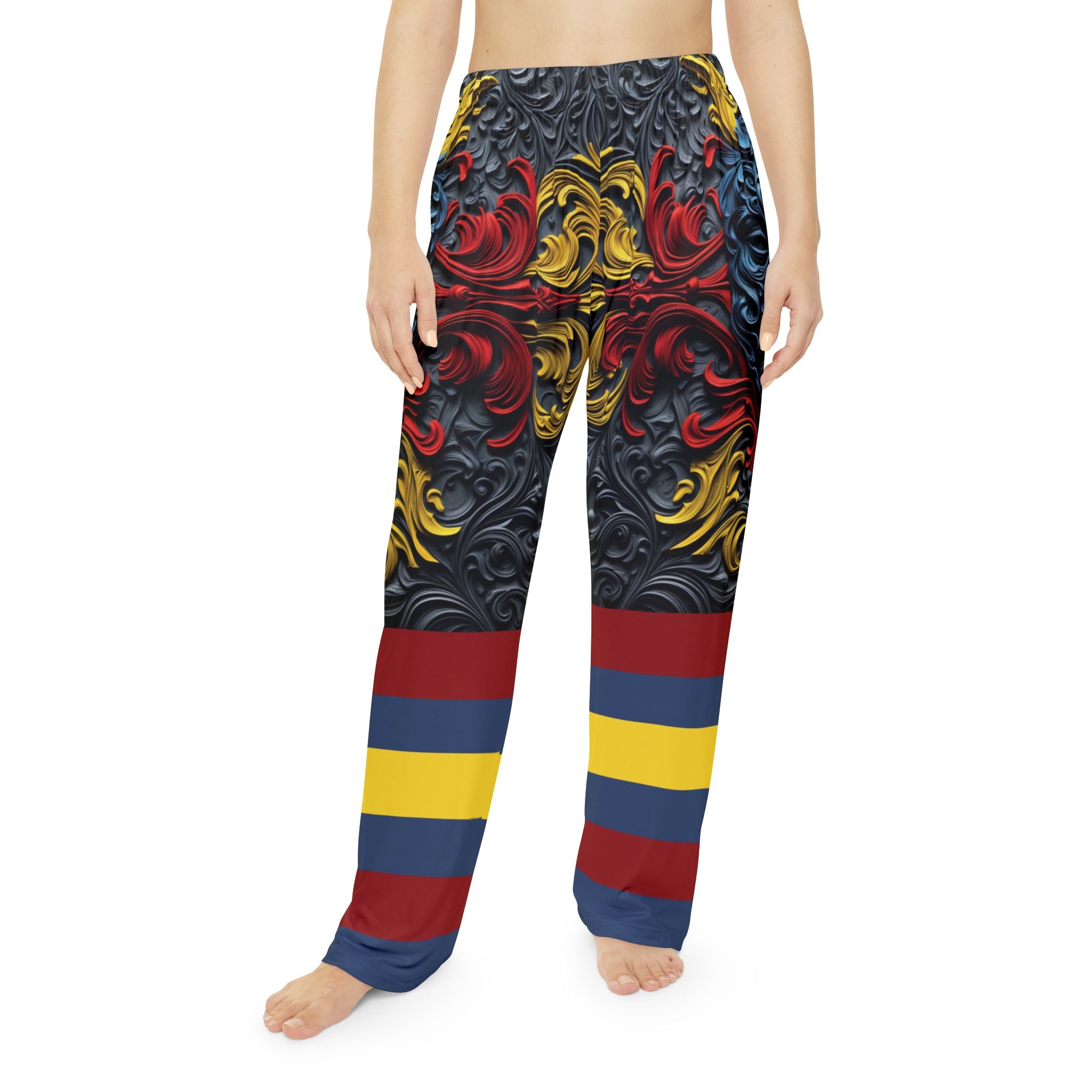 Vibrant Women's Pajama Pants with Bold Abstract Design - Angel Body