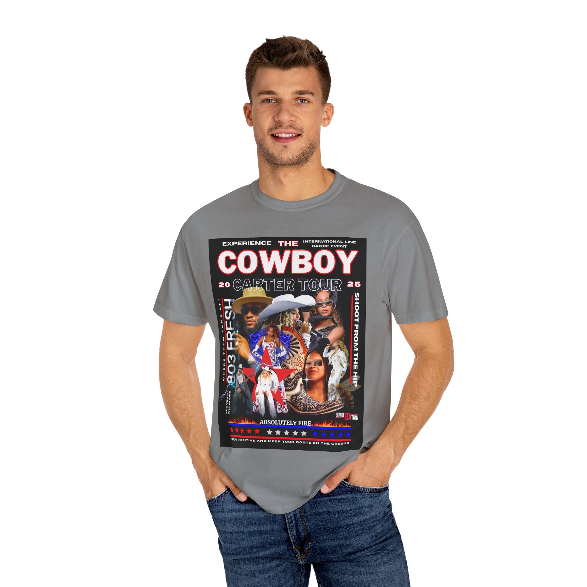 Retro Concert T-Shirt, Cowboy Tour Apparel, Vintage Band Tee, Music Festival Shirt, Unisex Garment-Dyed Top - Angel Body