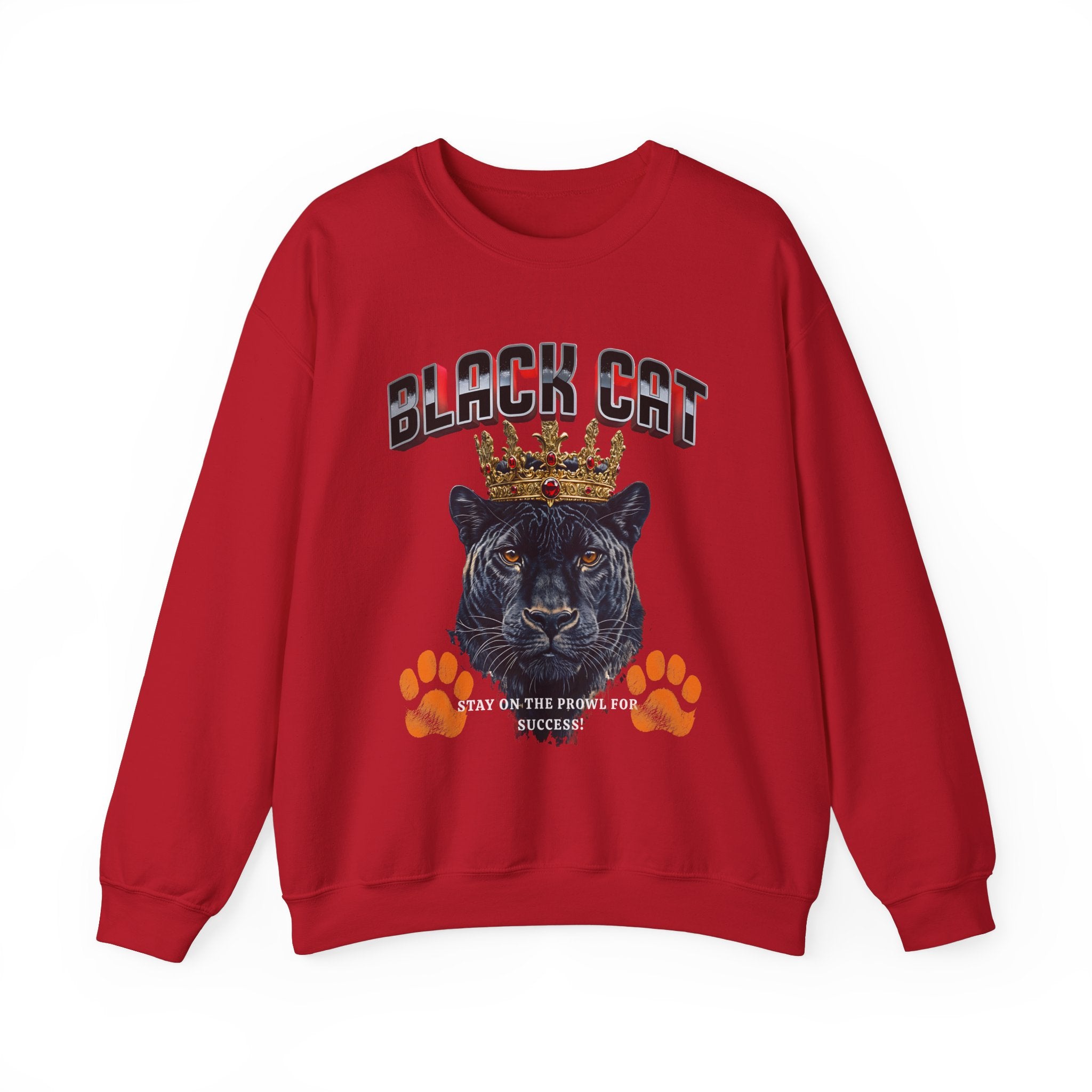 Black Cat Crowned Sweatshirt - Unisex Heavy Blend™, Stay on the Prowl for Success! - Angel Body