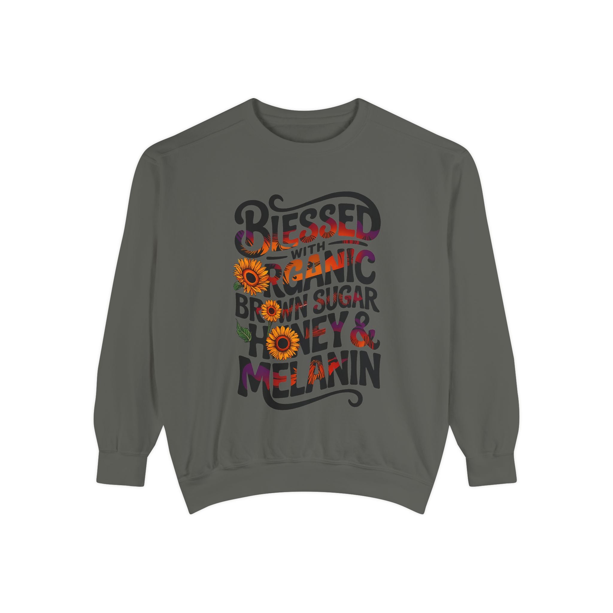 Blessed Organic Honey & Melanin Sweatshirt - Unisex Garment-Dyed Apparel - Angel Body