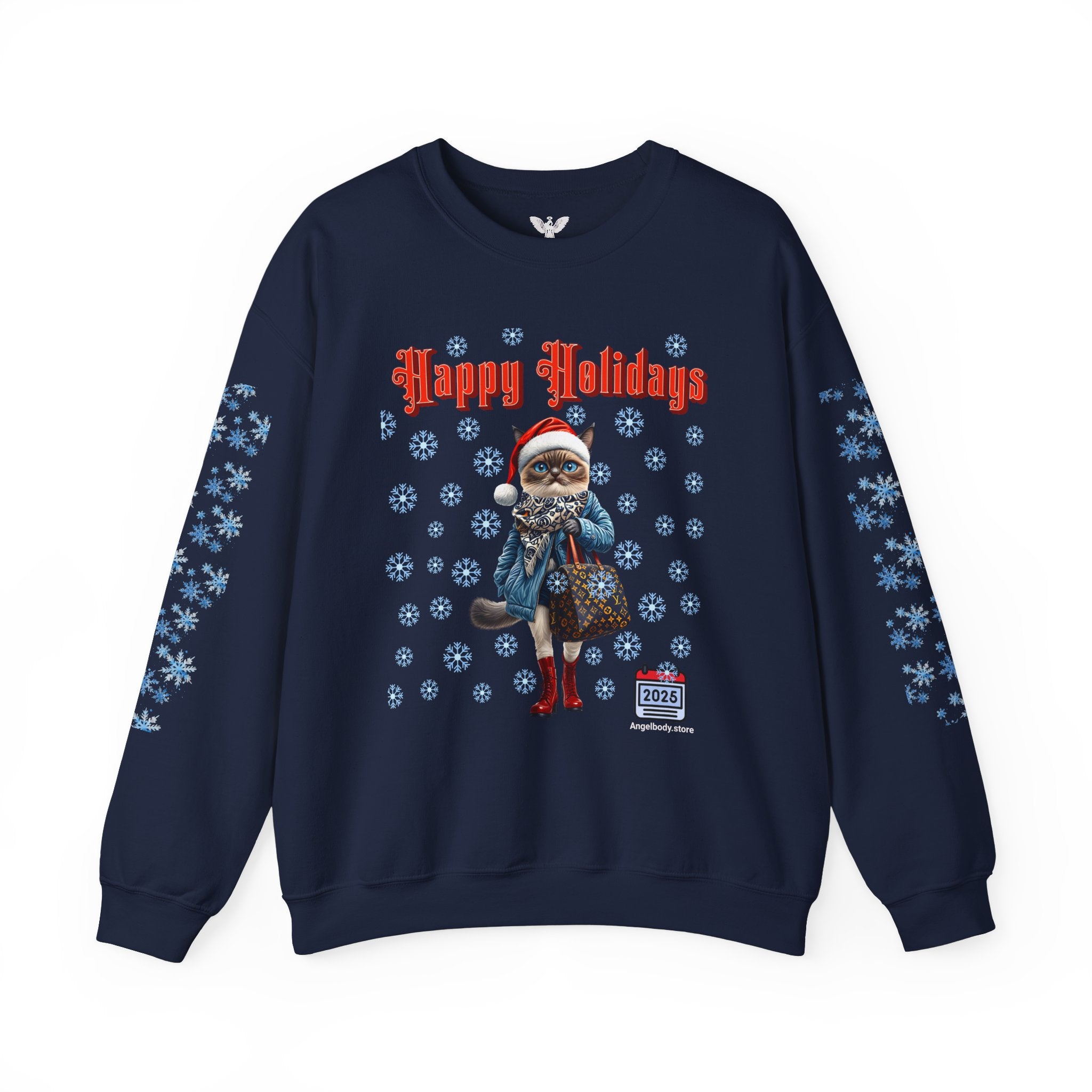 Holiday Cat Crewneck Sweatshirt - Angel Body