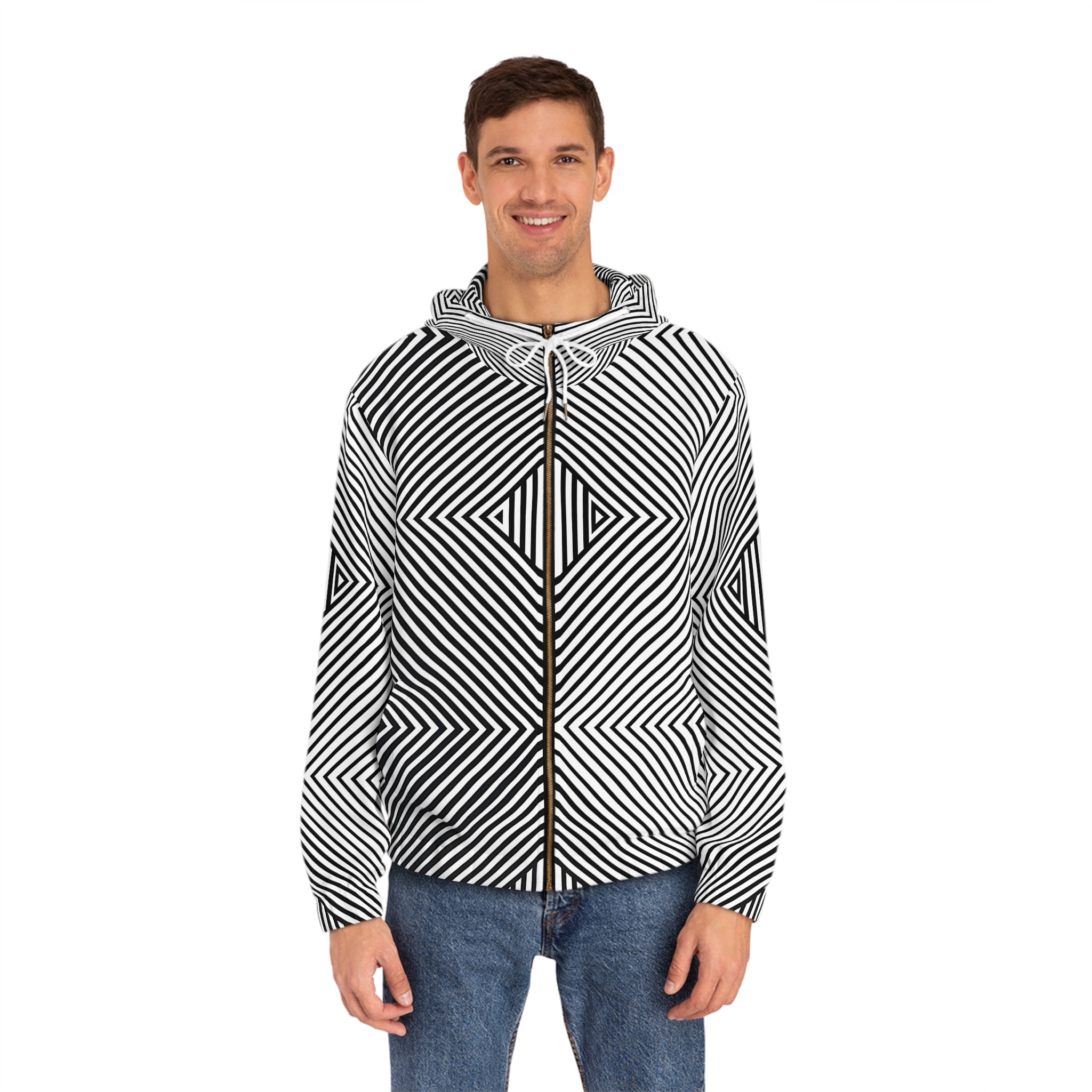 Full-Zip Hoodie with Abstract Pattern & German Shepard, Stylish Layer for Every Occasion