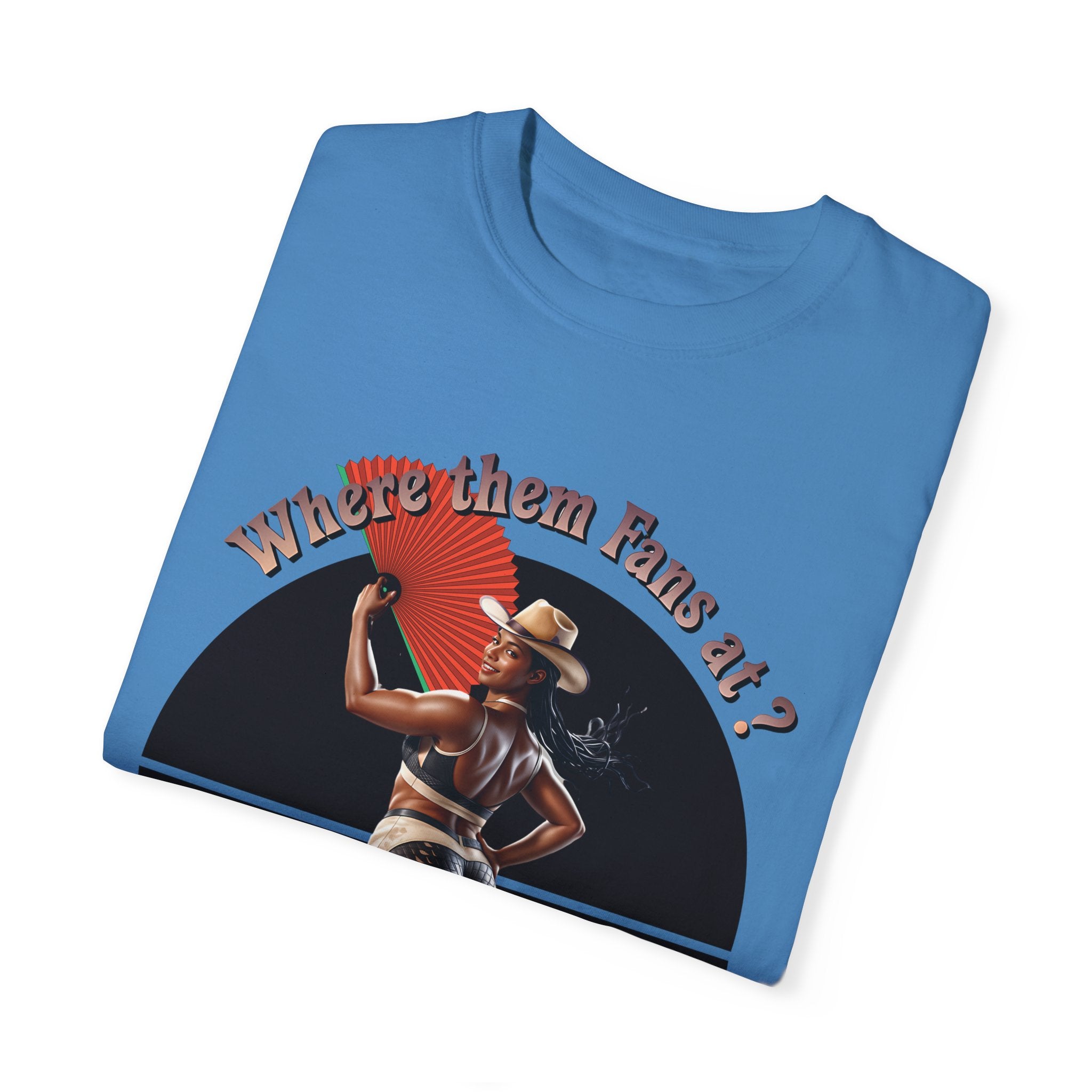 Retro Graphic T-Shirt - 'Where Them Fans At' Urban Style - Angel Body