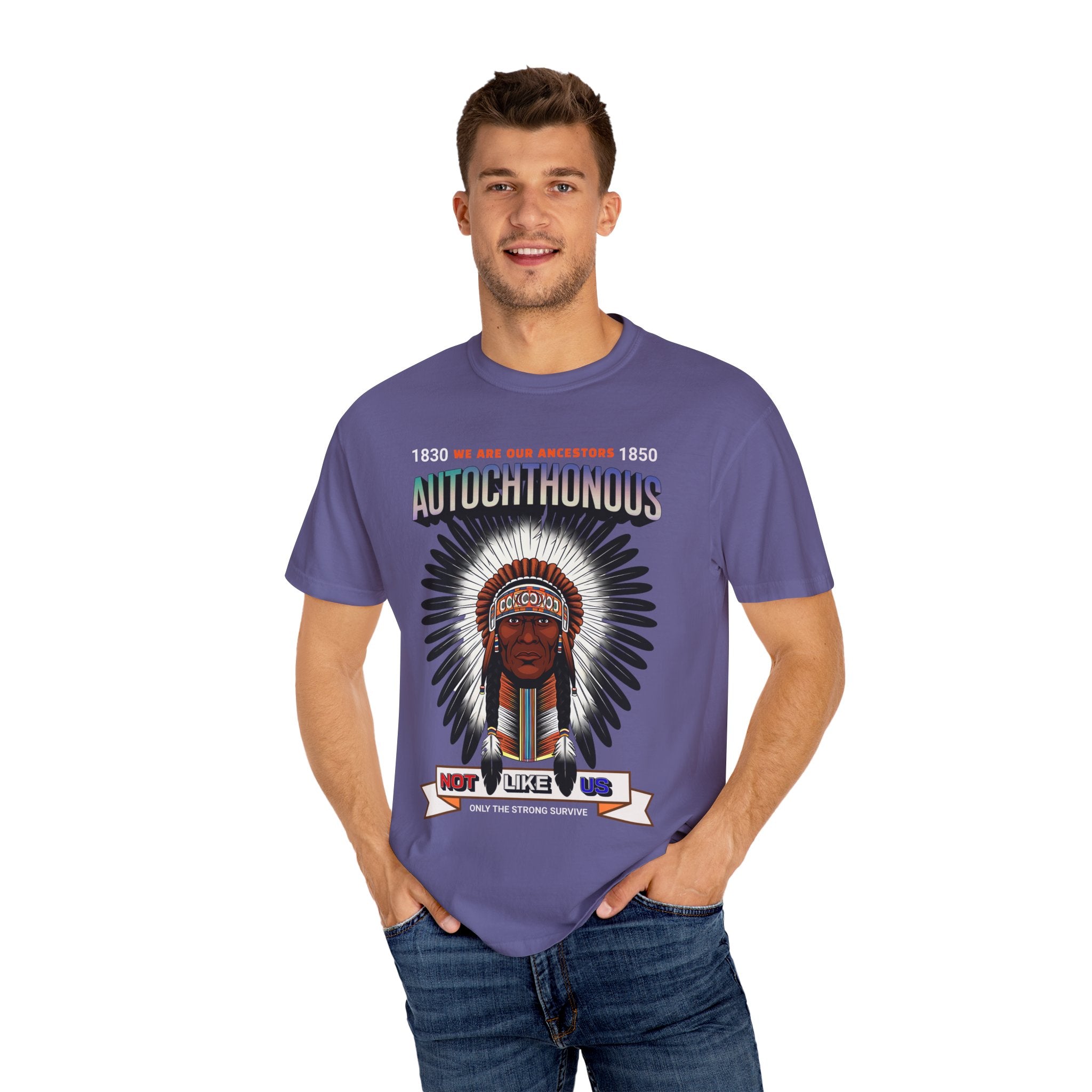Autochthonous Unisex Garment-Dyed T-Shirt - We Are Our Ancestors 1850 - Angel Body