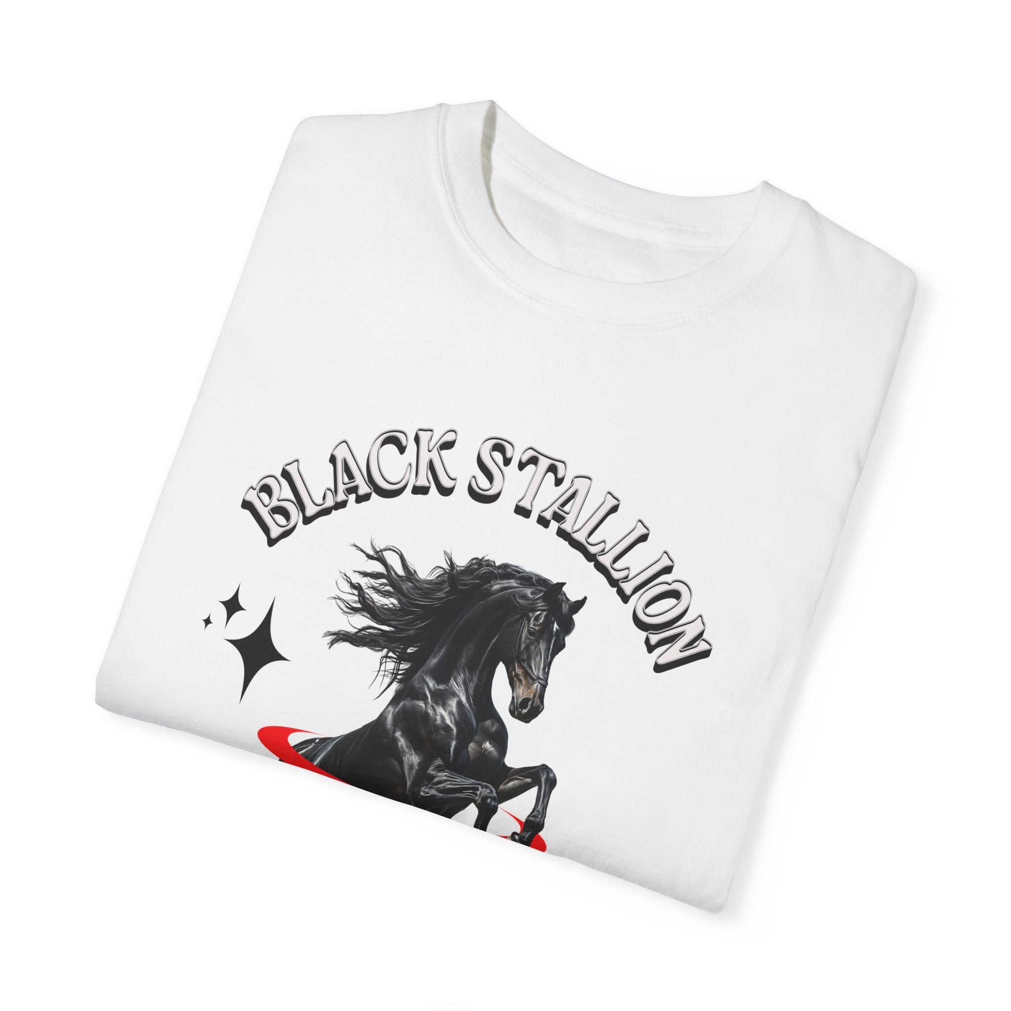Black Stallion Unisex Garment-Dyed T-Shirt - Perfect for Horse Lovers & Equestrian Enthusiasts - Angel Body