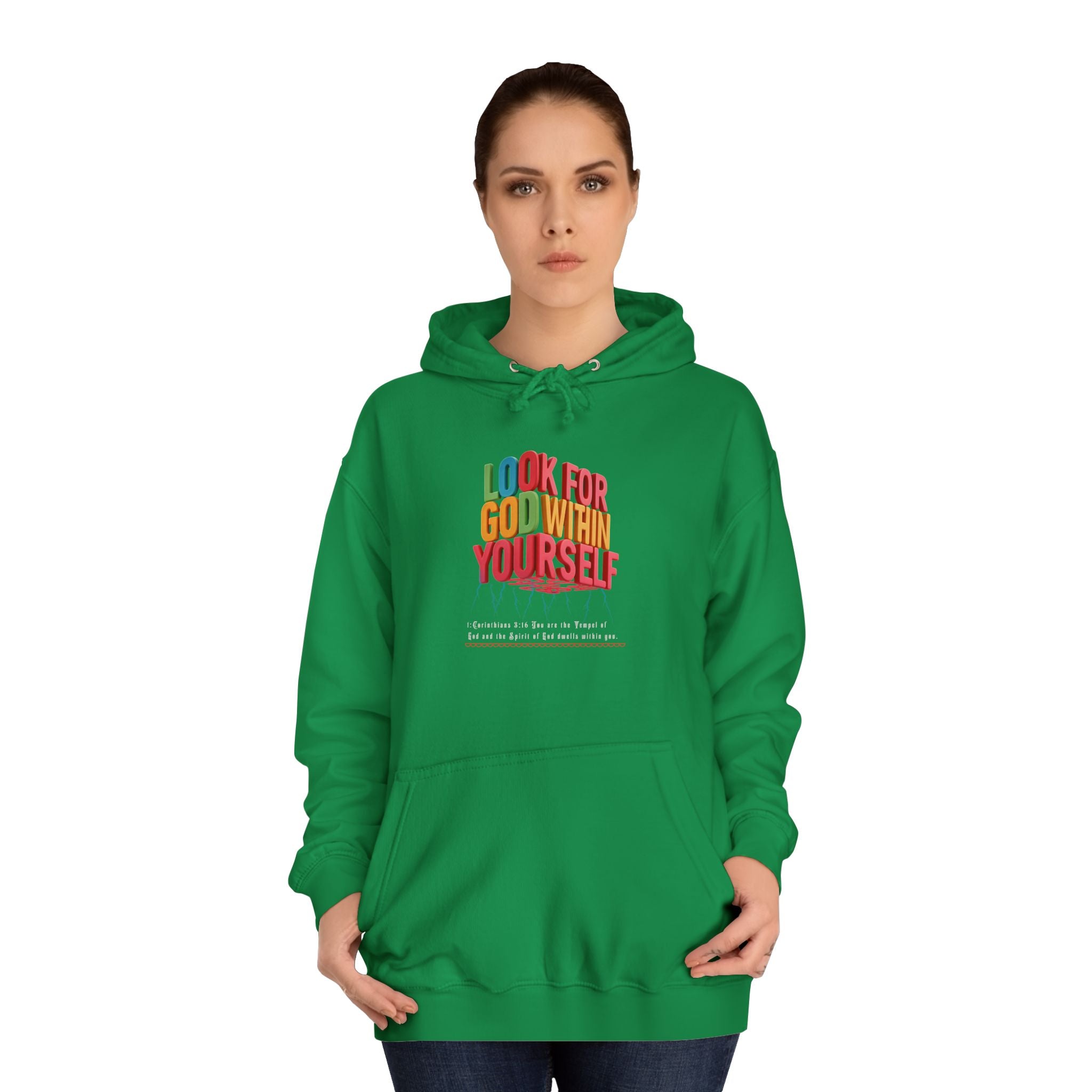 Unisex College Hoodie: Look For God Within Yourself - Angel Body