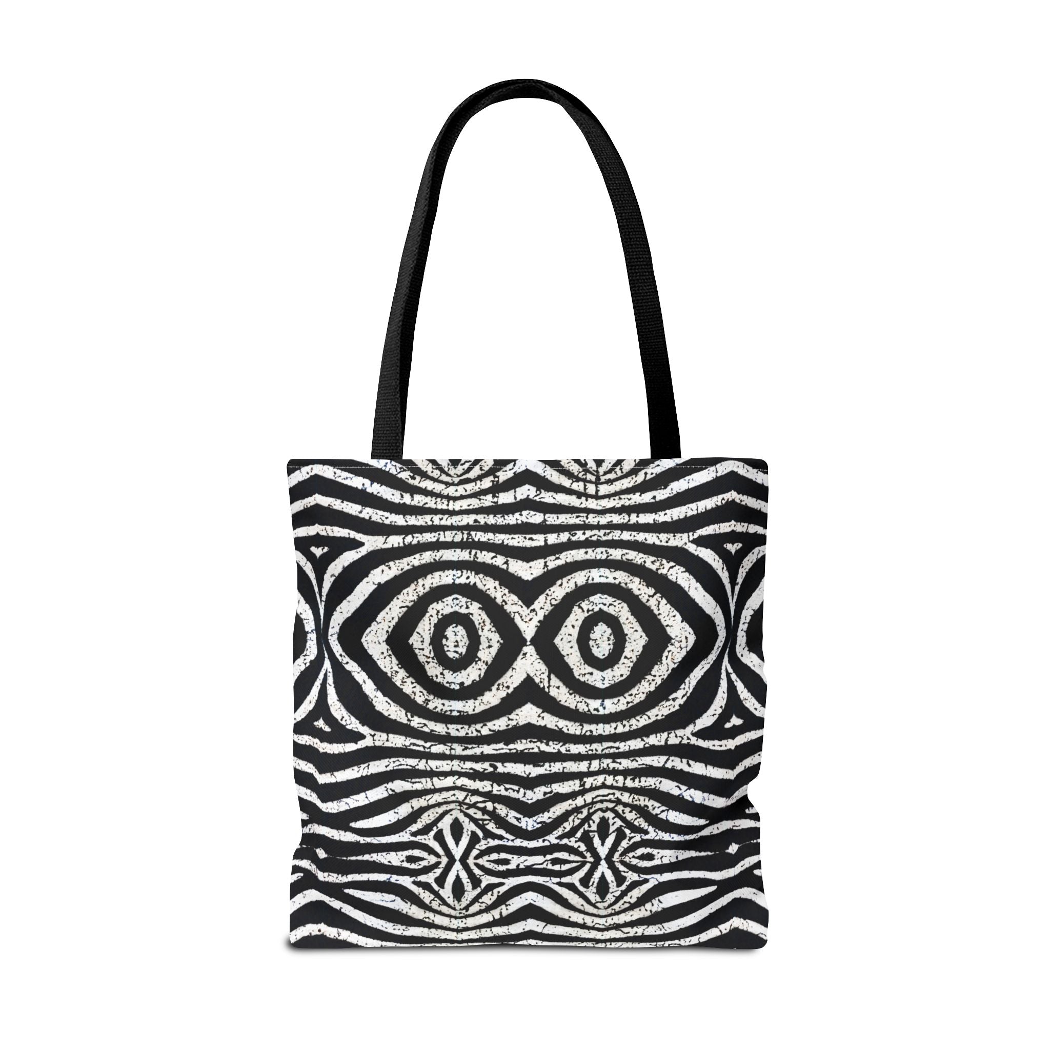 Trendy Black and White Tote Bag with Abstract Pattern | Stylish and Versatile Carryall - Angel Body
