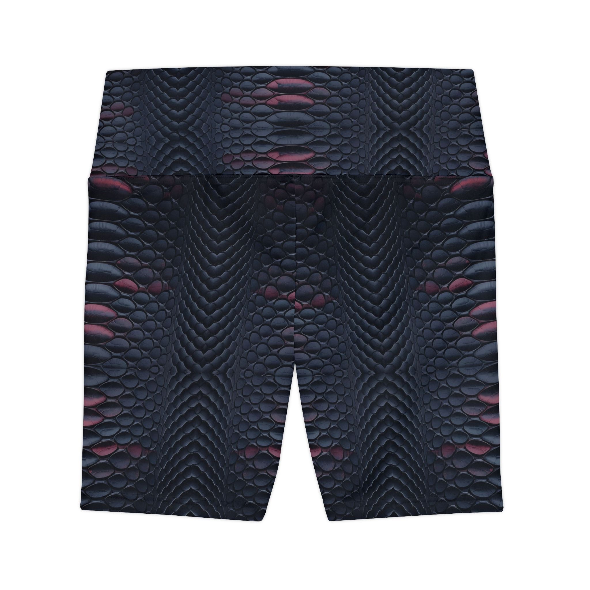 Stylish Women's Workout Shorts - Black Scales Design