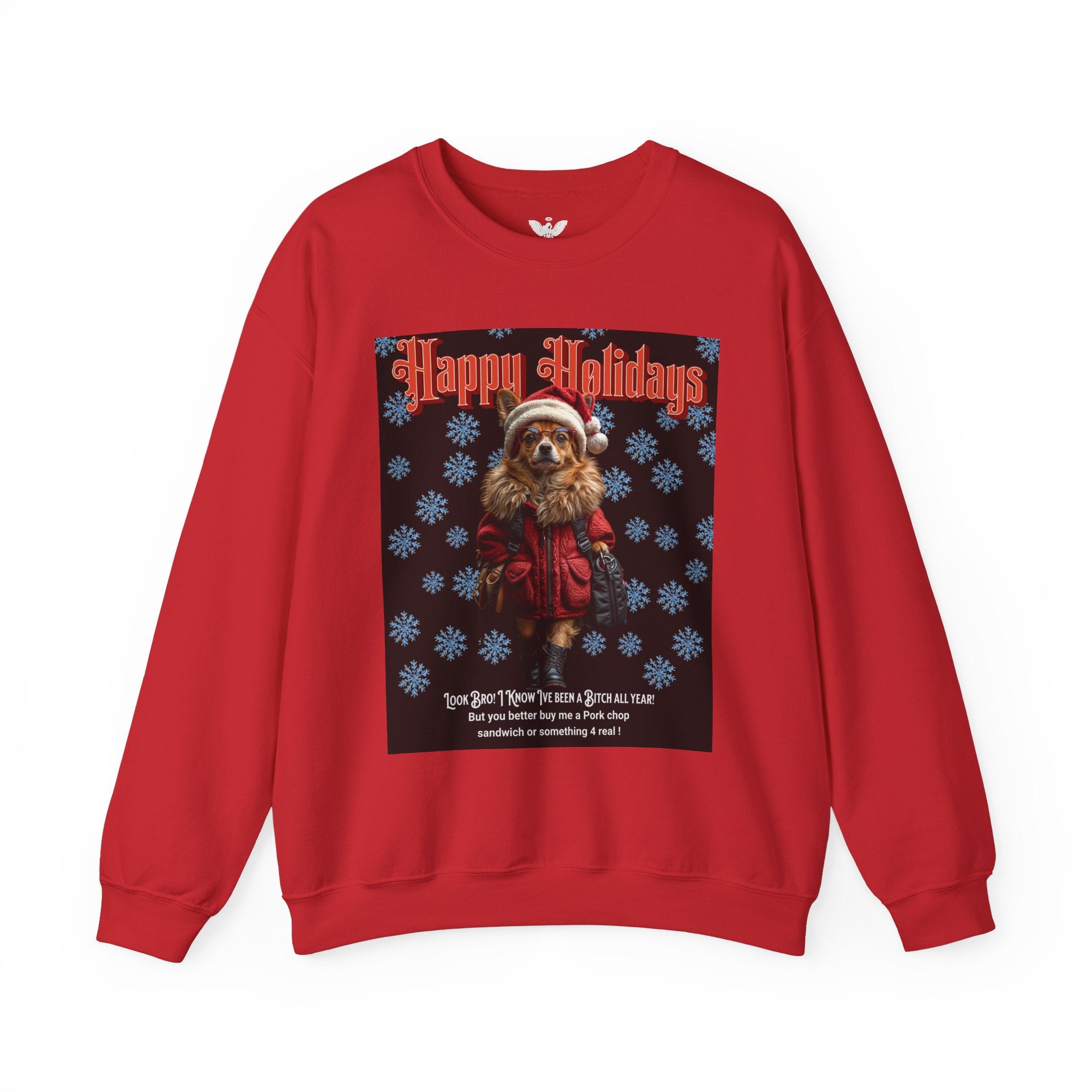 Funny Happy Holidays Dog Unisex Sweatshirt - Angel Body