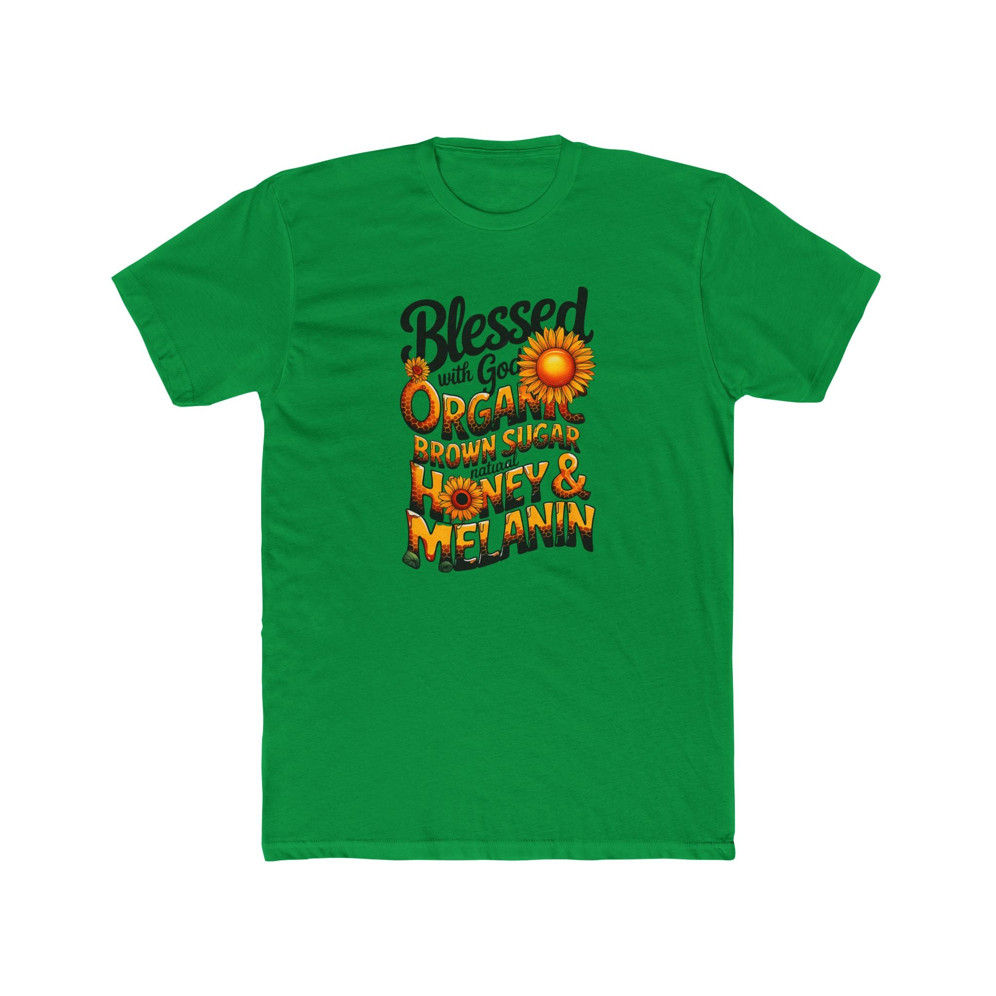 Blessed with God Organic Cotton Crew Tee - Honey & Melanin Design - Angel Body