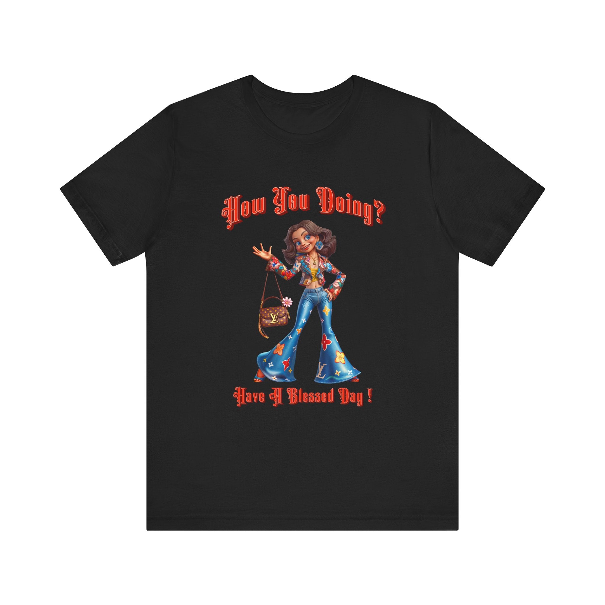 How You Doing Unisex Tee - Happy Young Lady Greeting Design - Angel Body