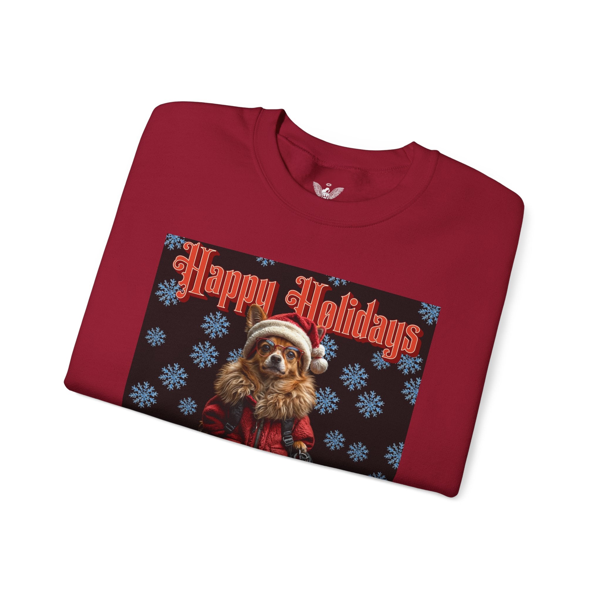 Funny Happy Holidays Dog Unisex Sweatshirt - Angel Body