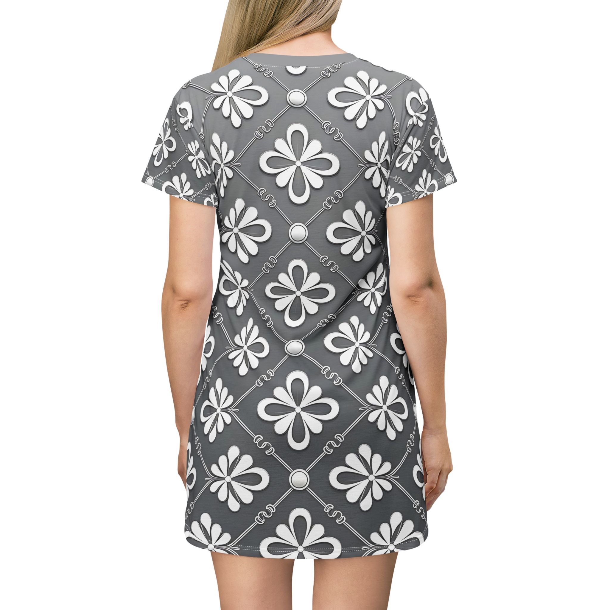 Floral Pattern T-Shirt Dress for Everyday Comfort - Angel Body