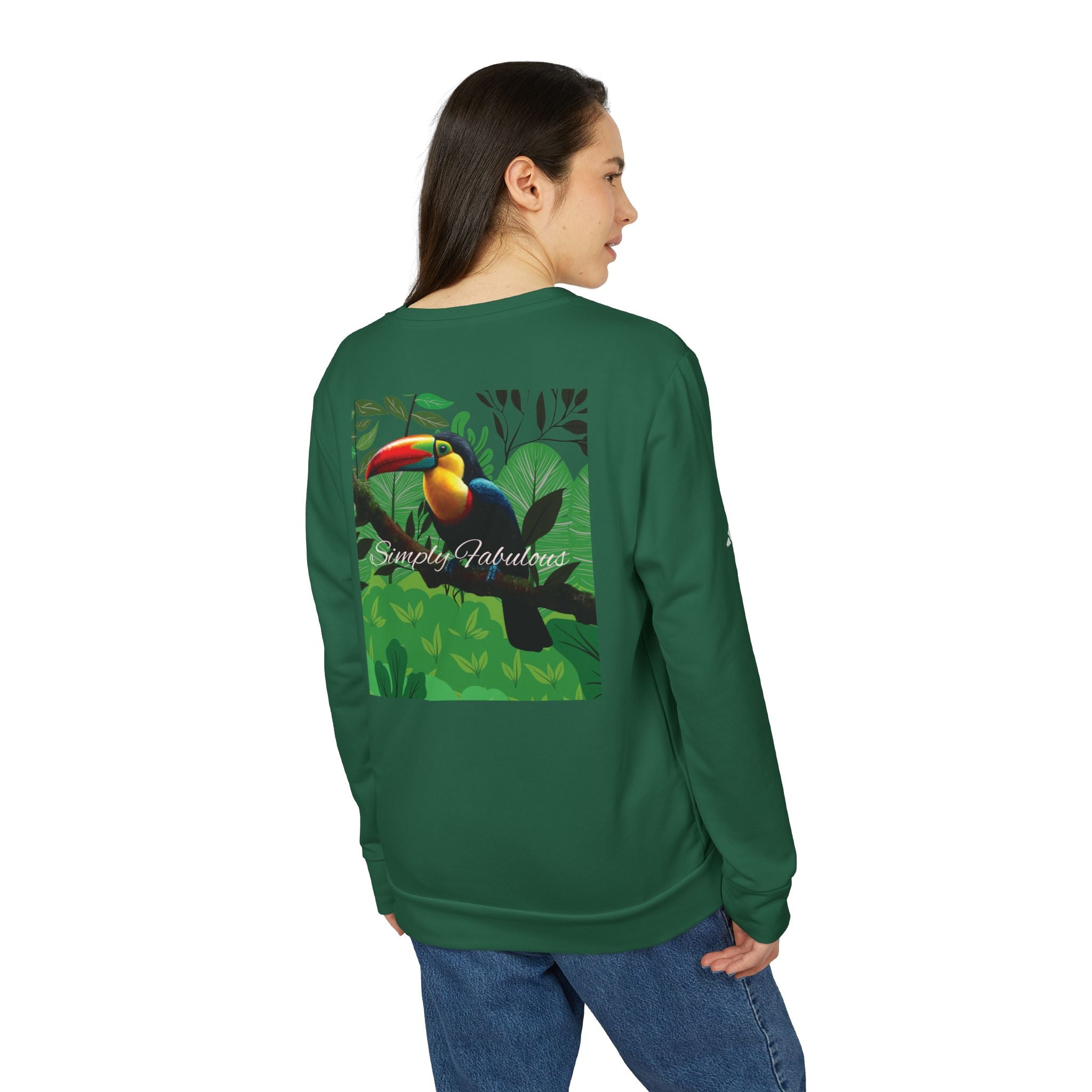Adidas Unisex Fleece Crewneck Sweatshirt - Simply Fabulous Tropical Toucan Design - Angel Body