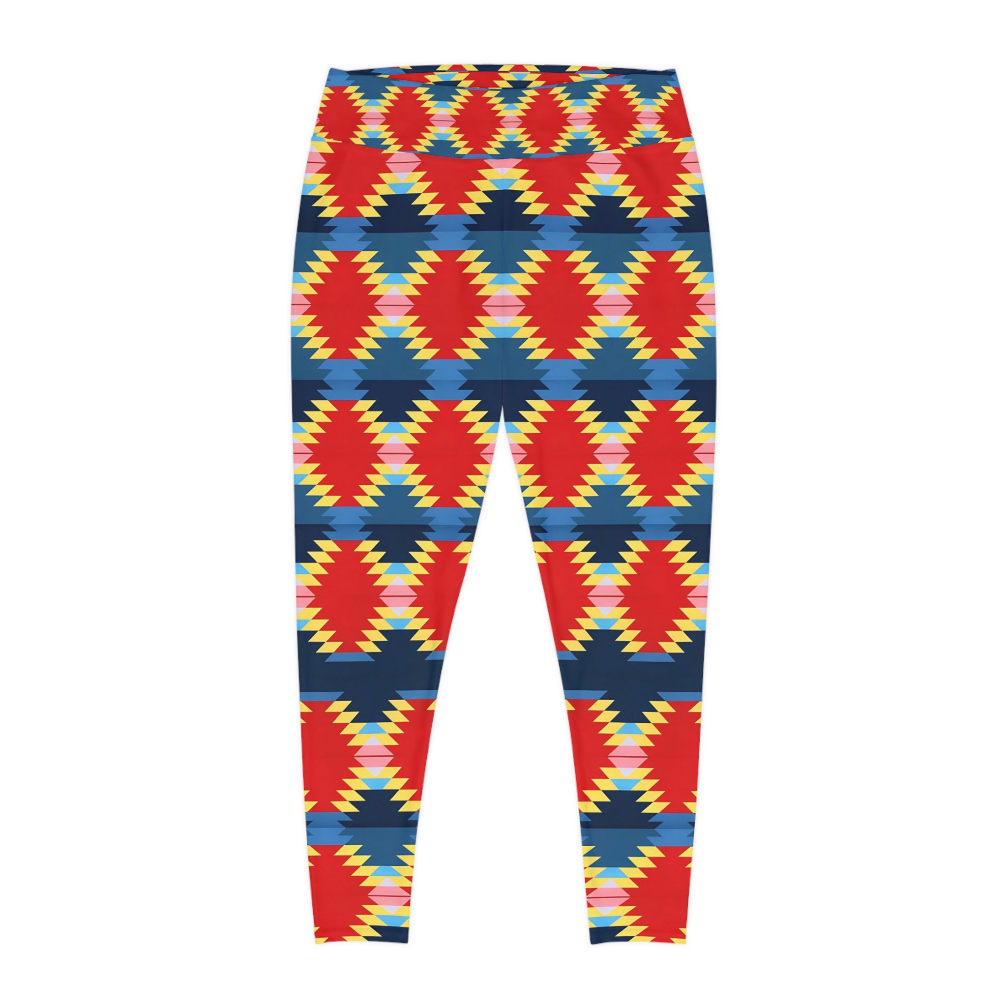 Vibrant Plus Size Leggings - Colorful Geometric Pattern for Comfort and Style - Angel Body