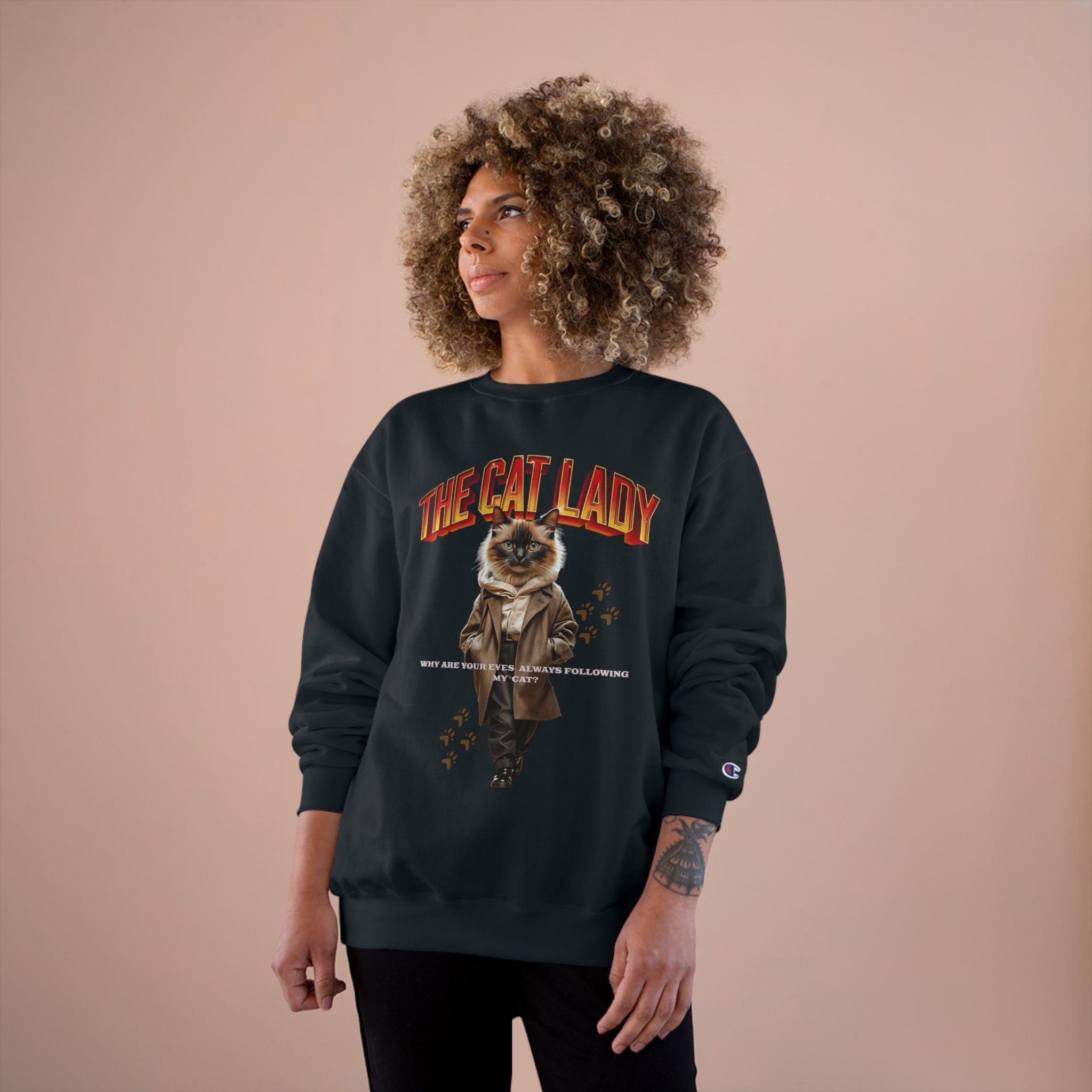 Cat Lady Champion Sweatshirt - Angel Body