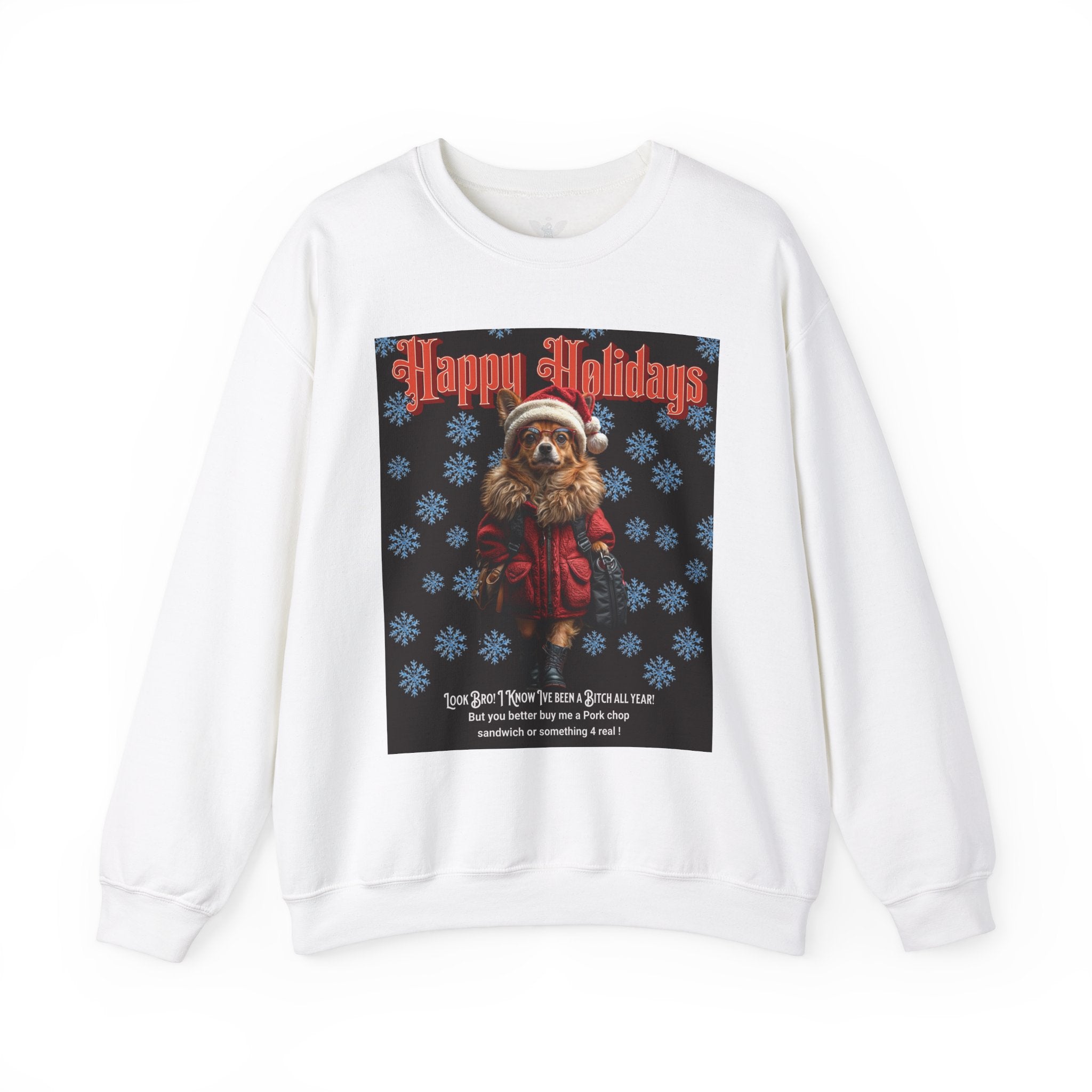 Funny Happy Holidays Dog Unisex Sweatshirt - Angel Body