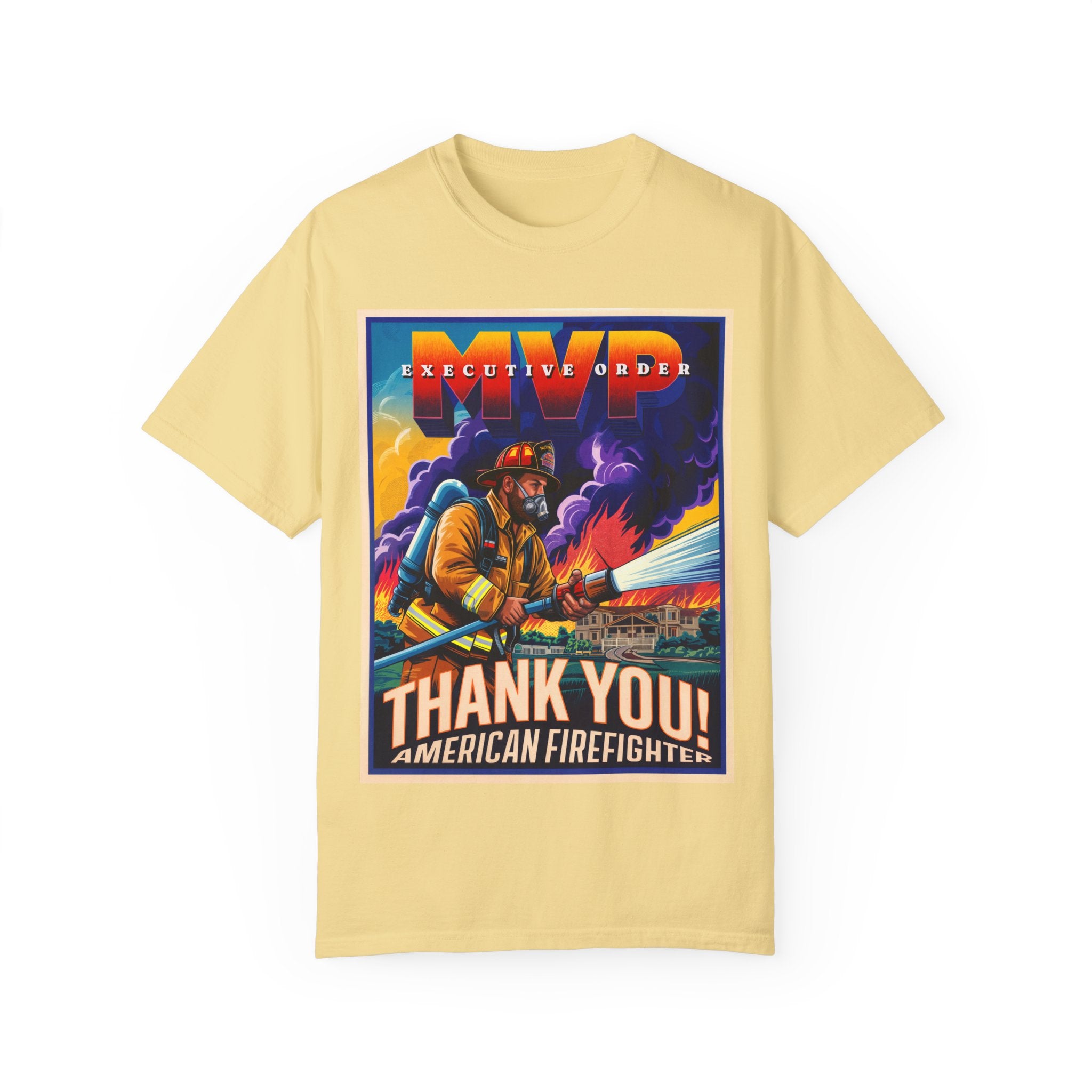 Firefighter Thank You T-Shirt - Unisex Garment-Dyed Tee - Angel Body