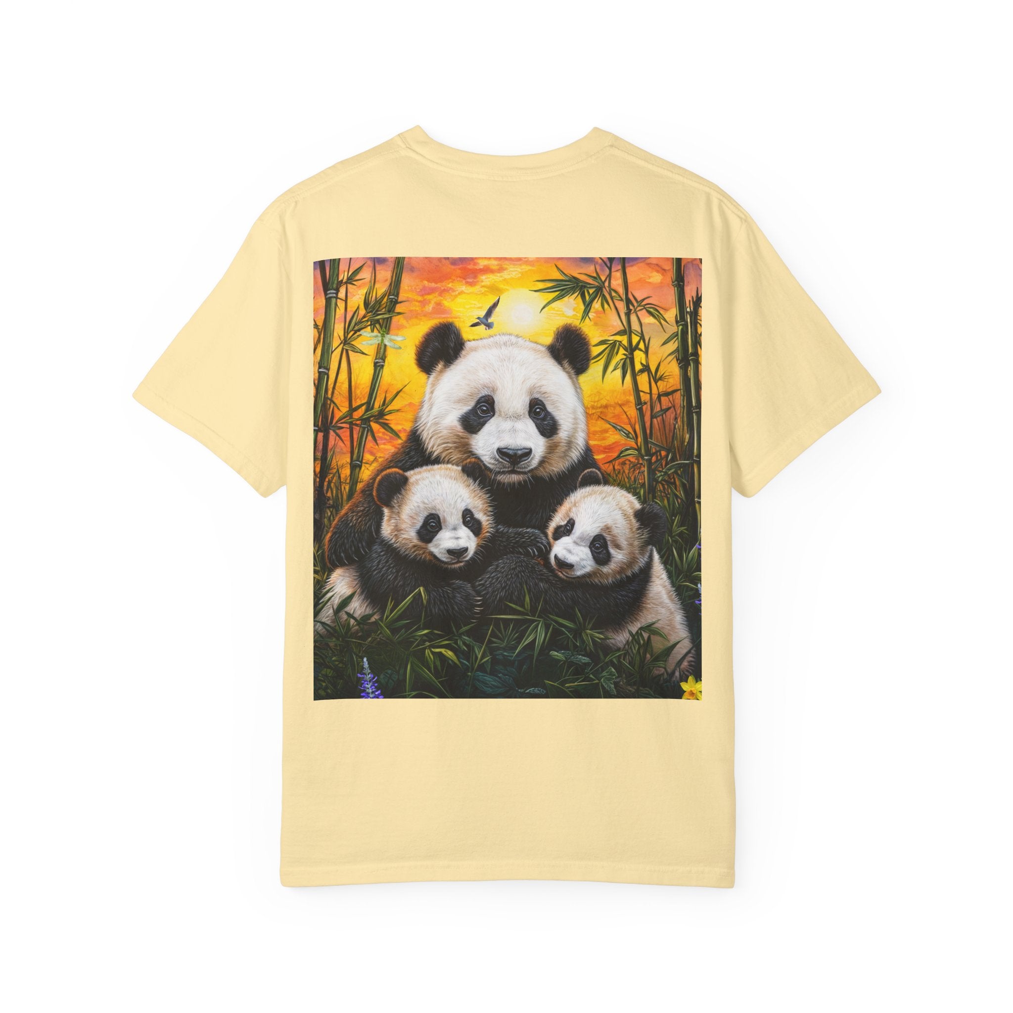 Cute Panda Family Unisex Garment-Dyed T-shirt - Perfect for Animal Lovers - Angel Body