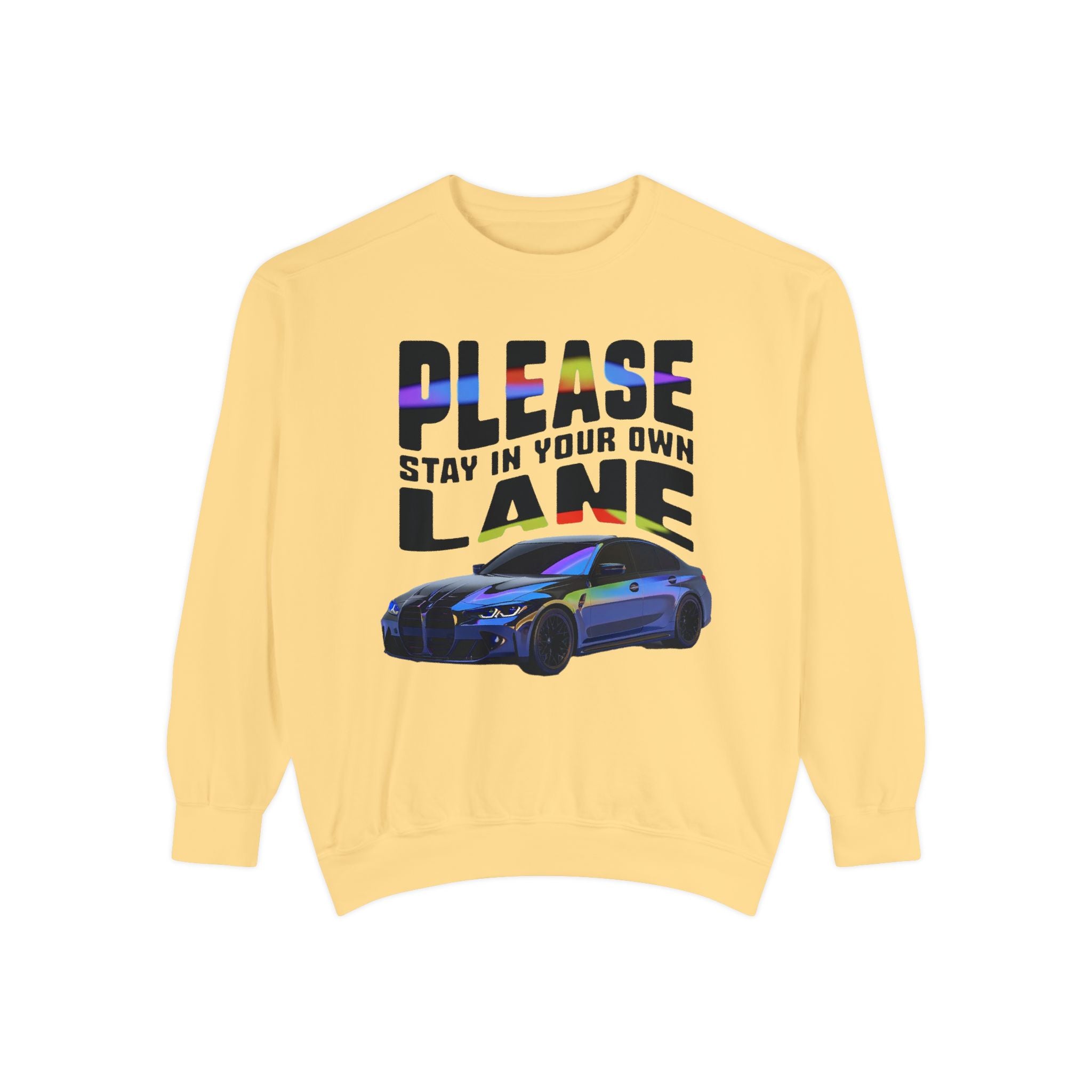 Unisex Sweatshirt - 'Please Stay in Your Own Lane' Car Design - Angel Body