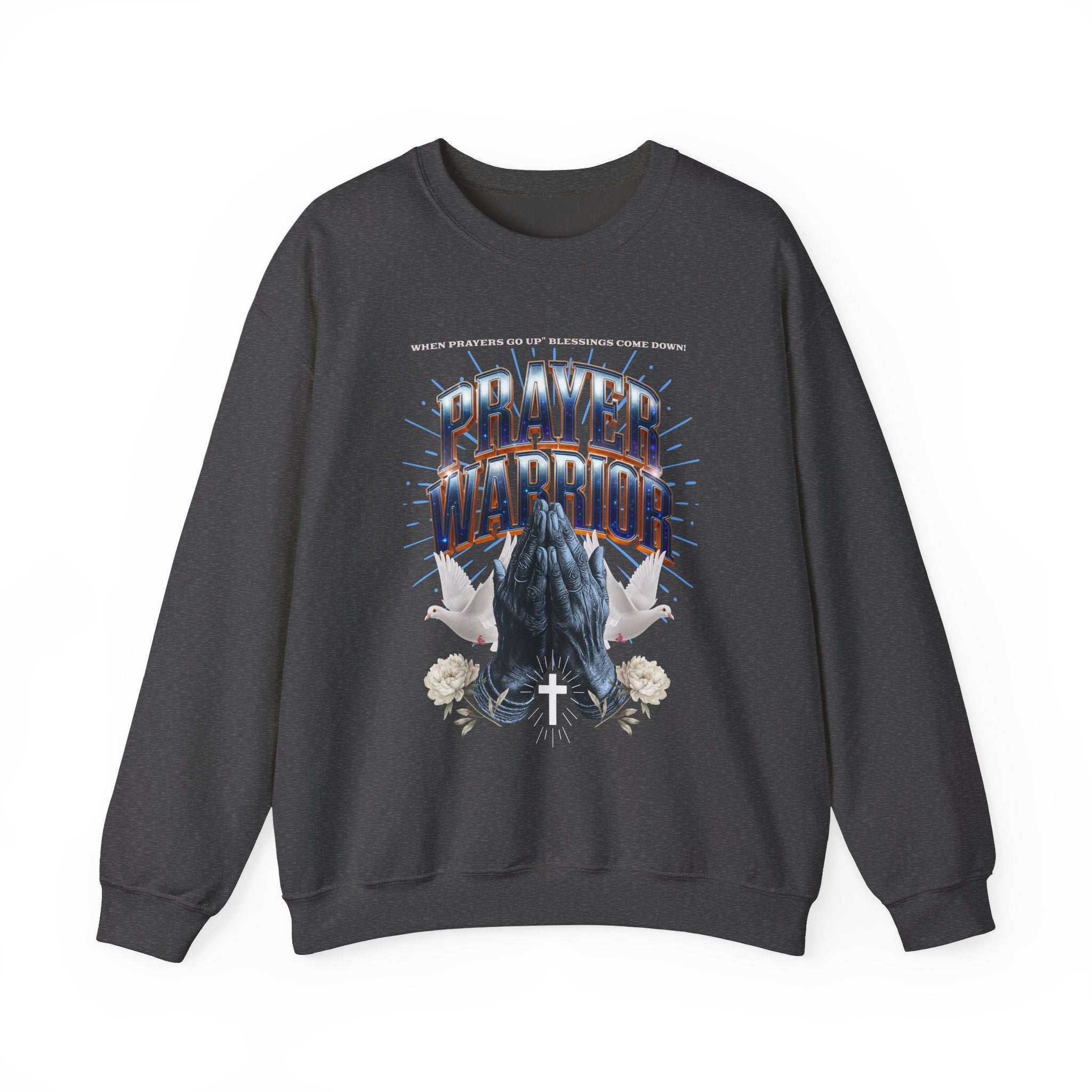 Prayer Warrior Crewneck Sweatshirt - Unisex Heavy Blend™ - Faith-Inspired Apparel - Angel Body