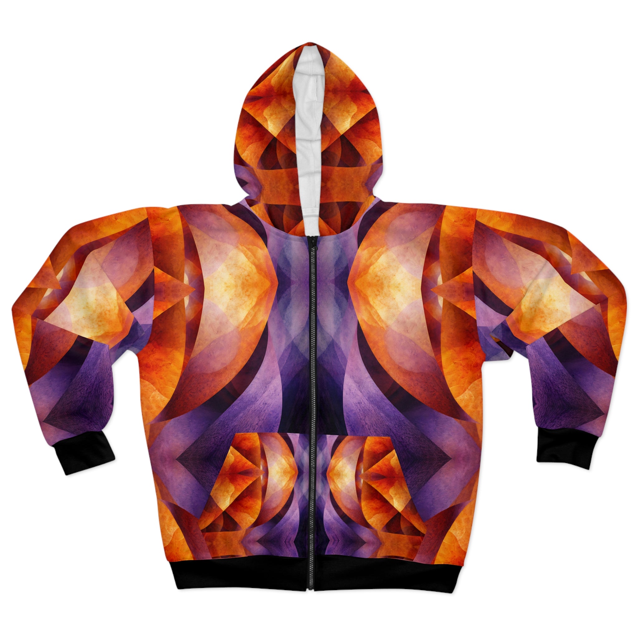 Vibrant Geometric Unisex Zip Hoodie - Artist Abstract Design Express your creativity - Angel Body