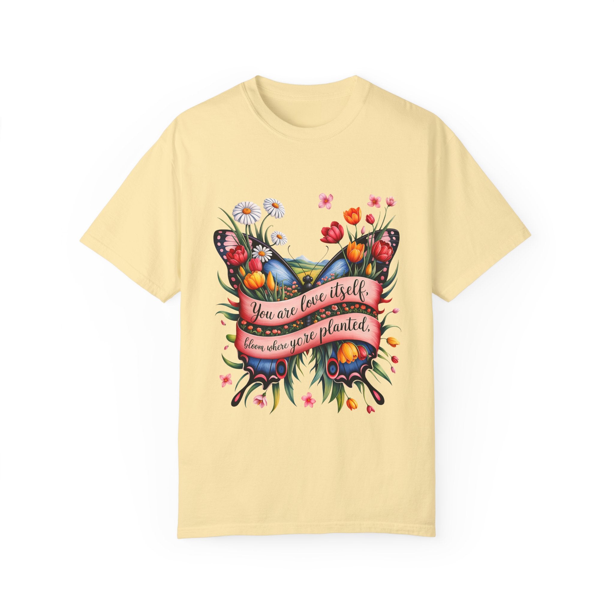 Butterfly Floral T-Shirt: "You Are Love Itself" Inspirational Design