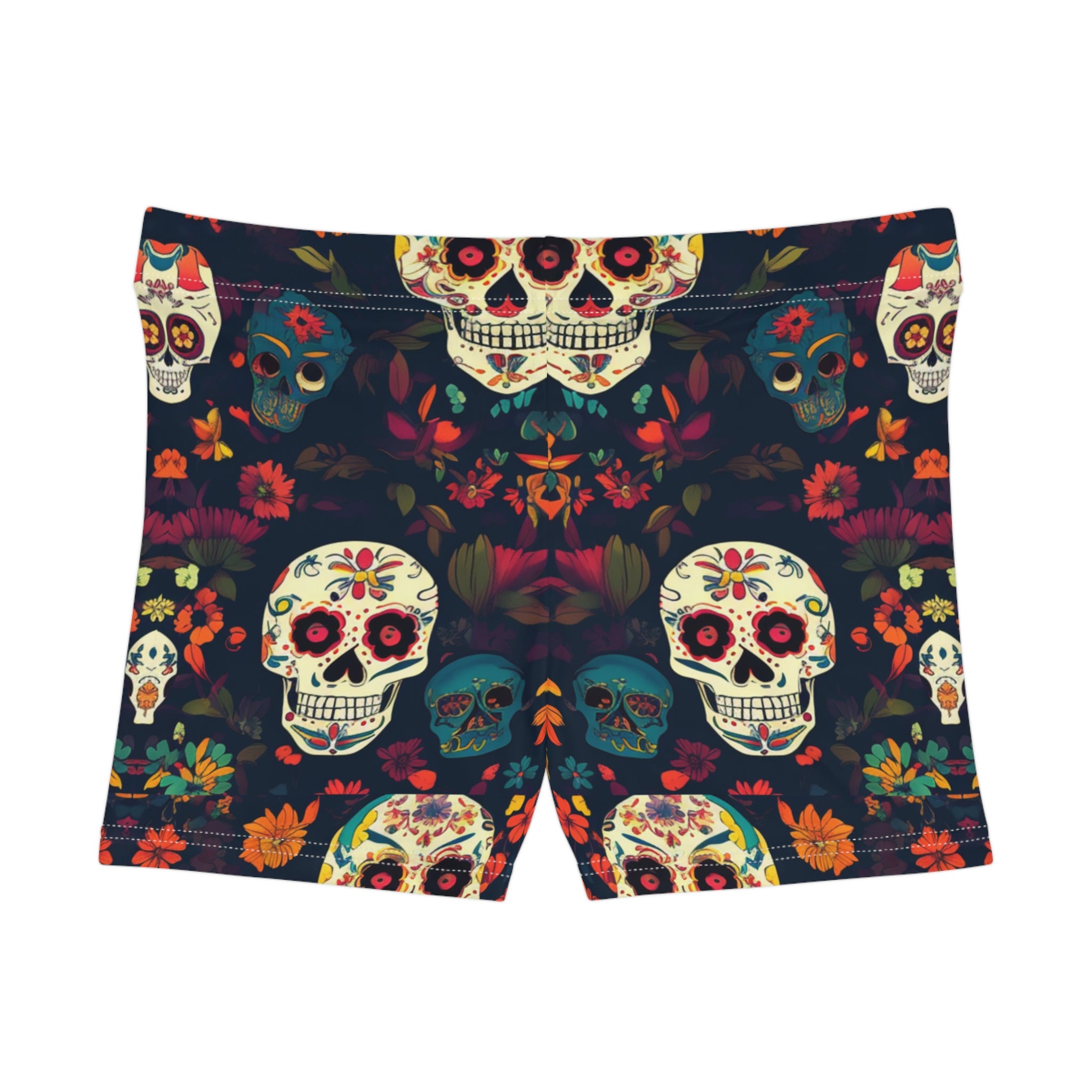 Women's Floral Skull Print Shorts - Boho Chic Summer Vibes - Angel Body