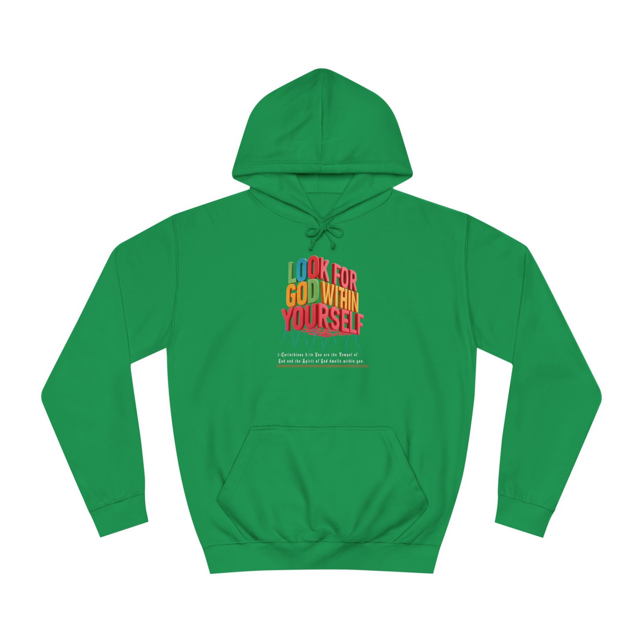 Unisex College Hoodie: Look For God Within Yourself - Angel Body