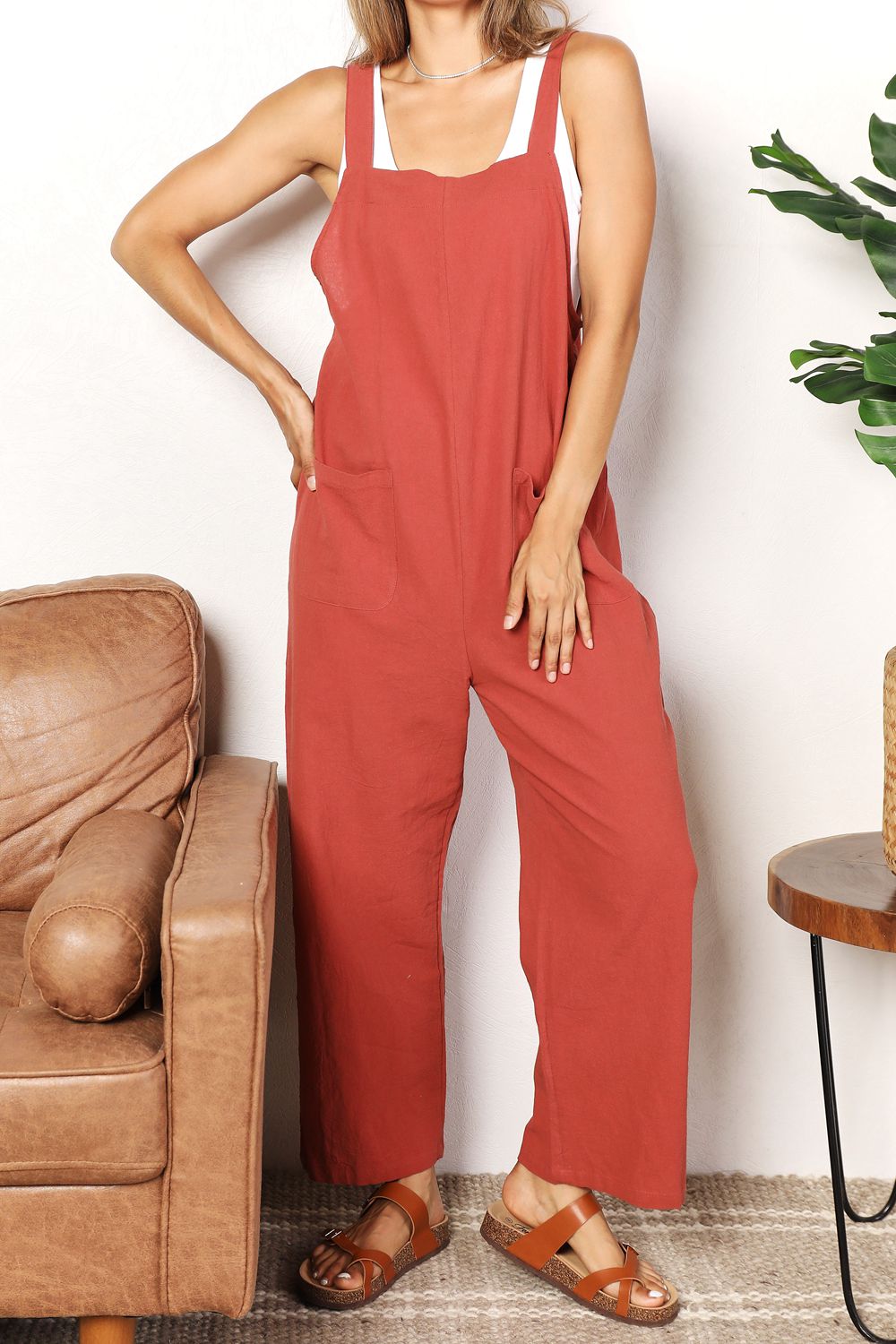 Double Take Wide Leg Overalls with Front Pockets - Angel Body