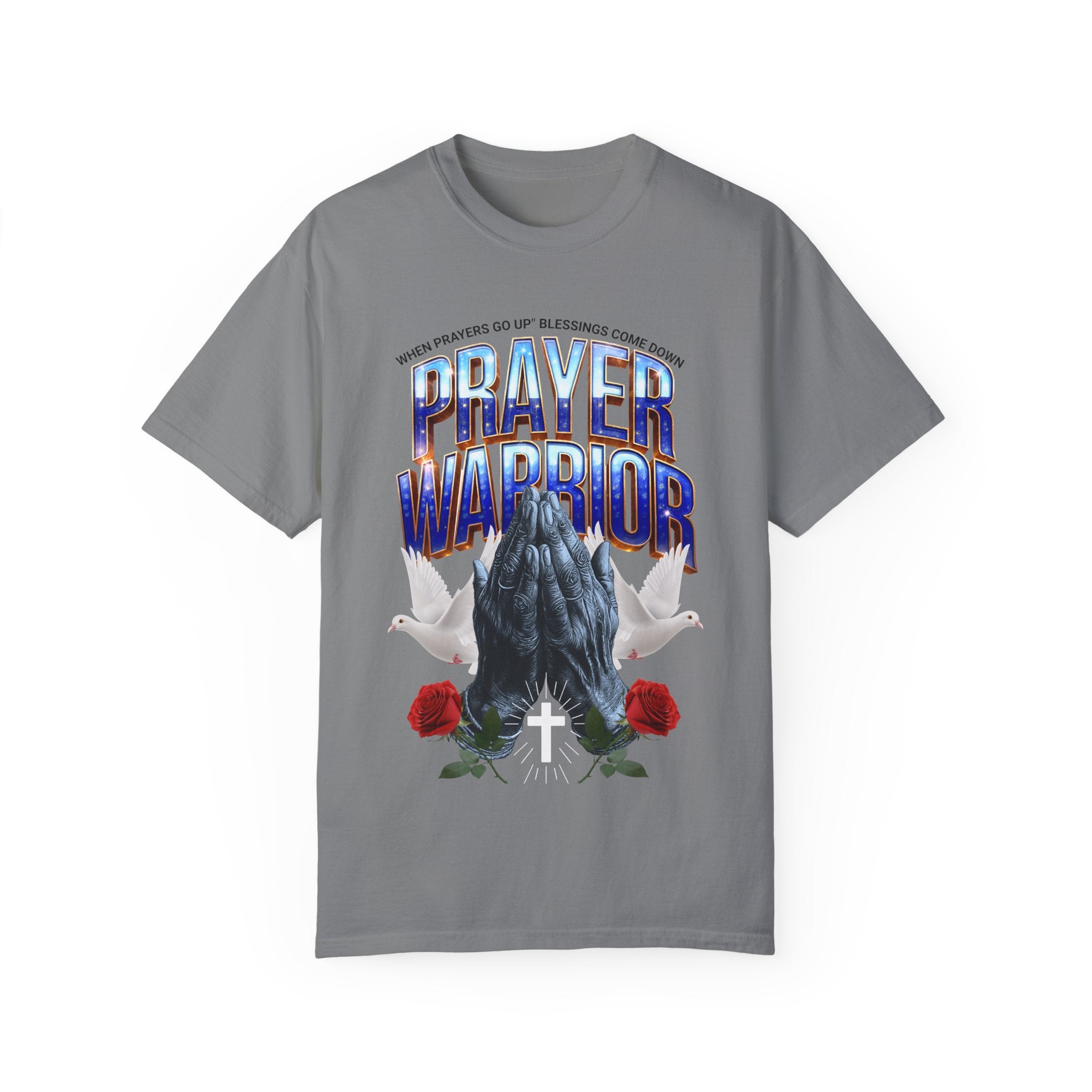 Prayer Warrior Unisex Garment-Dyed T-Shirt - Spiritual Faith Apparel for Believers - Angel Body