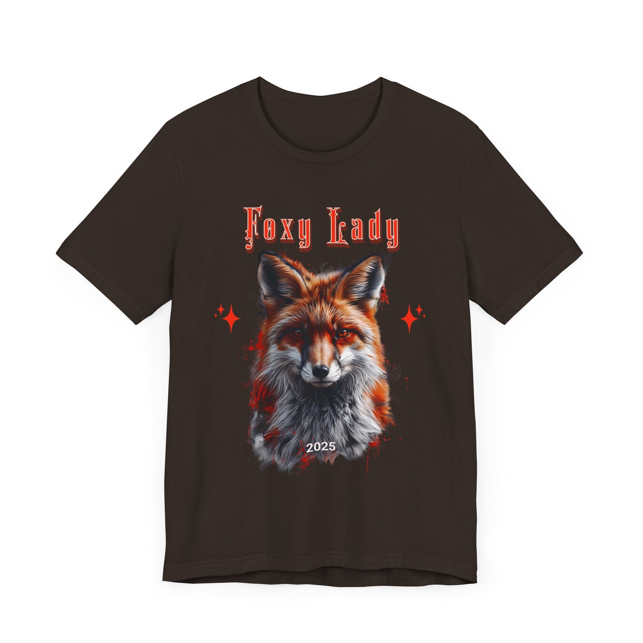Unisex Jersey Short Sleeve Tee: A beautiful Red Fox with the words foxy lady - Angel Body