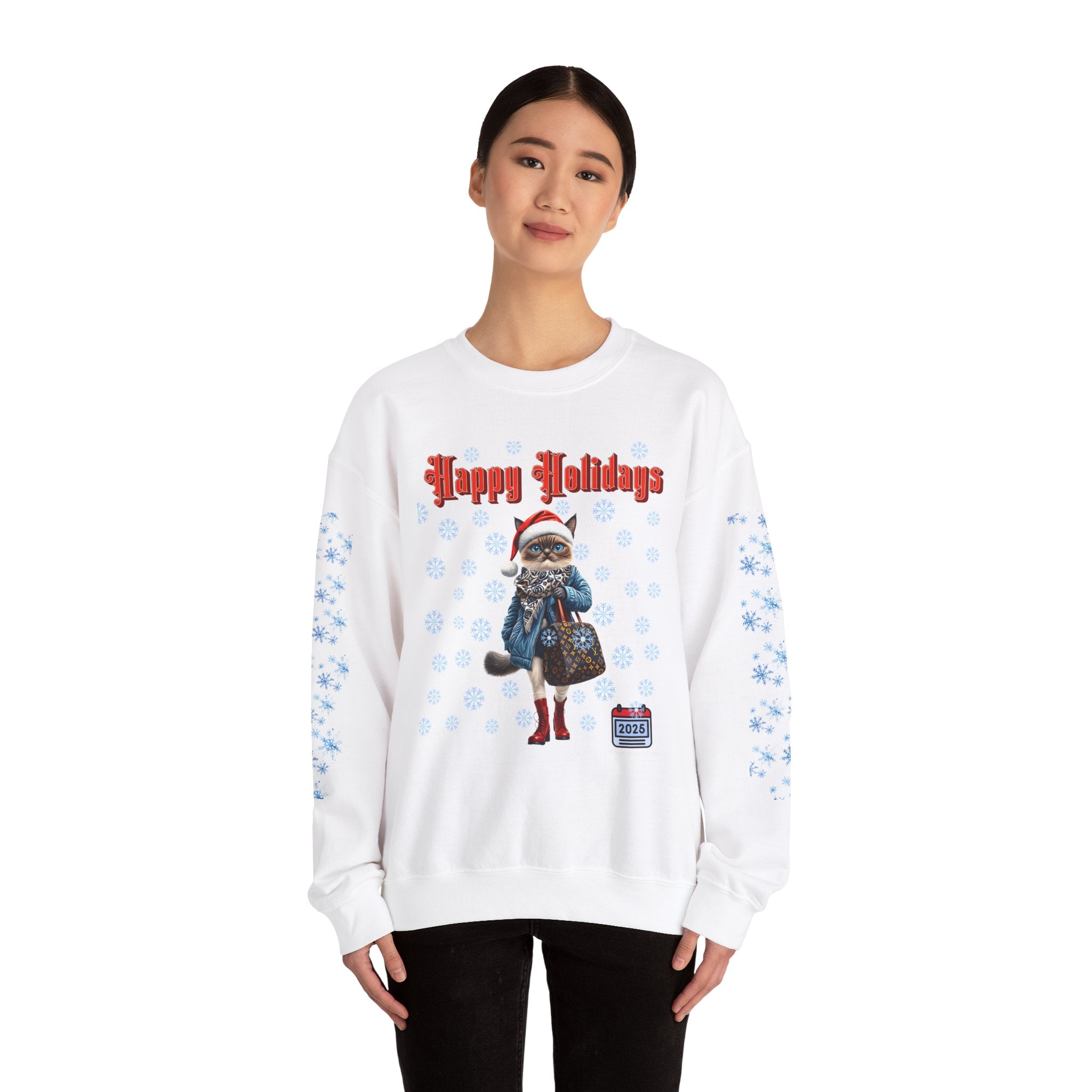 Holiday Cat Crewneck Sweatshirt - Angel Body